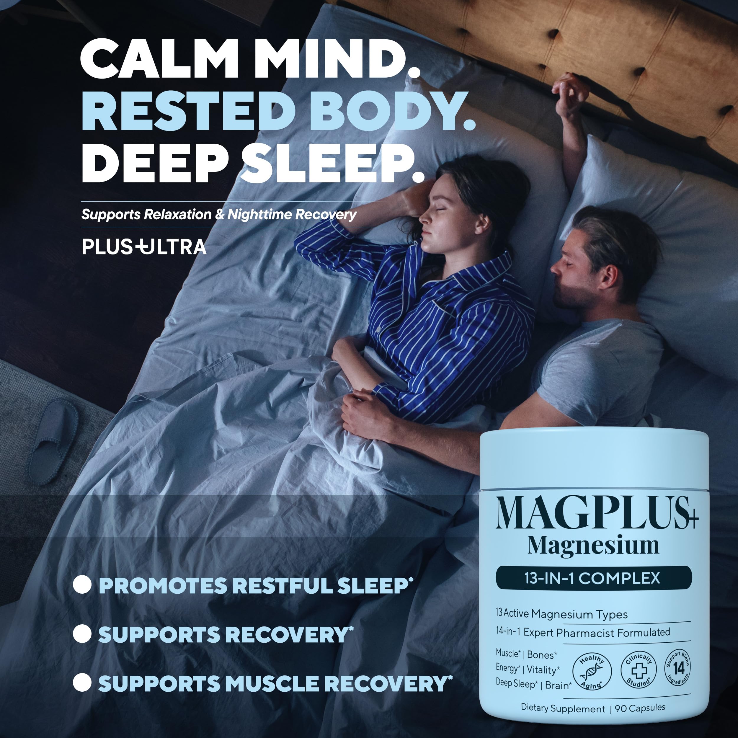 Magnesium Complex for Women & Men, 1000mg – MAGPLUS+ 13-in-1 Advanced Liposomal Ultra Formula – Glycinate, L-Threonate & Triple Magnesium Blend – Brain, Memory & Deep Sleep – 90 Capsules Plus+Ultra Au supplements