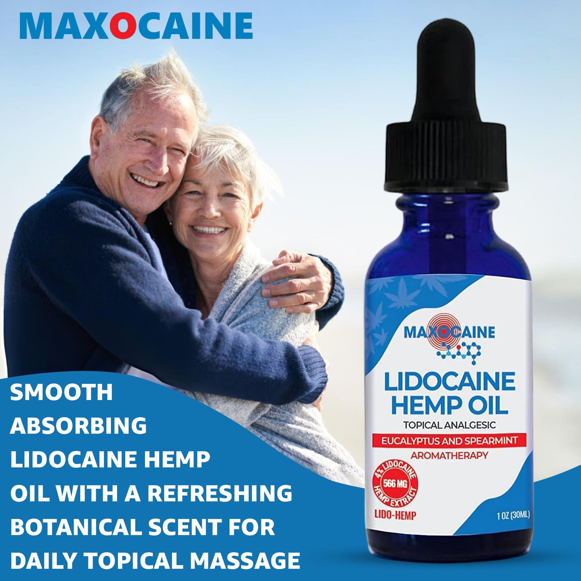 MAXOCAINE Lidocaine Hemp Oil 4% - Maximum Strength Topical Pain Relief, Fast Acting Soothing Oil for Muscle, Joint, Back & Arthritis Support, Cooling Eucalyptus & Spearmint, 1 oz (30 ml) MAXOCAINE Au supplements