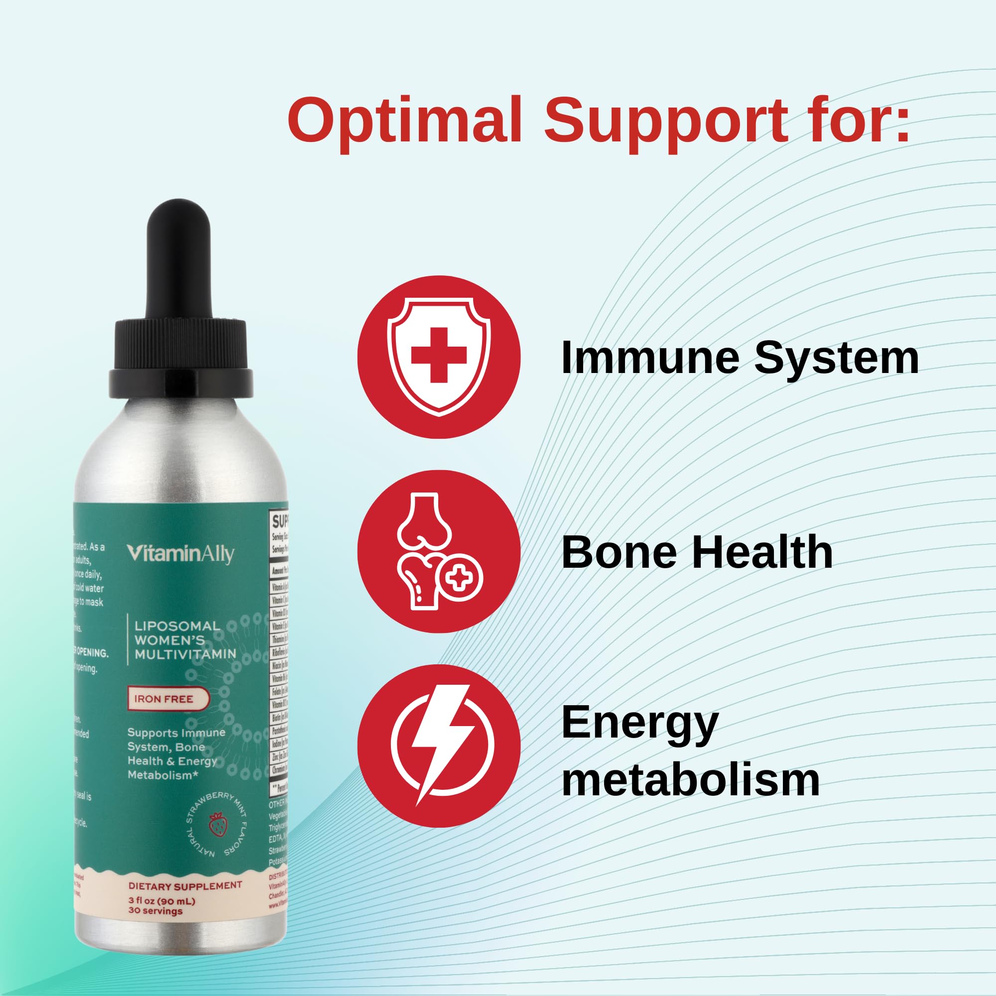 Vitaminally Liposomal Women's Liquid multivitamin Iron Free Drops| Sugar Free | Non-GMO | Gluten Free | Supports Immune System, Bone Health and Energy Metabolism