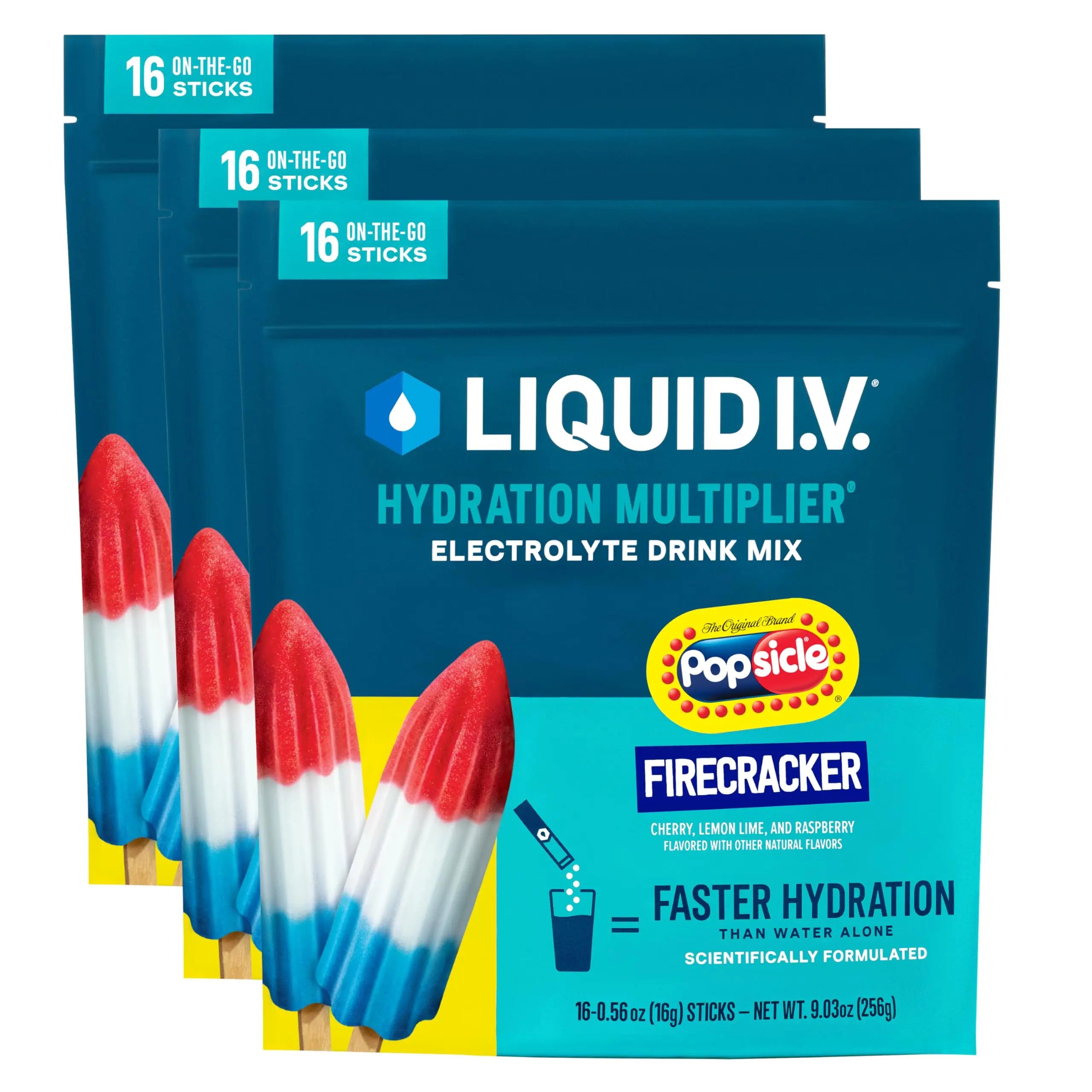 Liquid I.V.® Hydration Multiplier - Popsicle Firecracker | Electrolyte Powder Drink Mix | 3 Pack (48 Servings) Liquid I.V. Au supplements