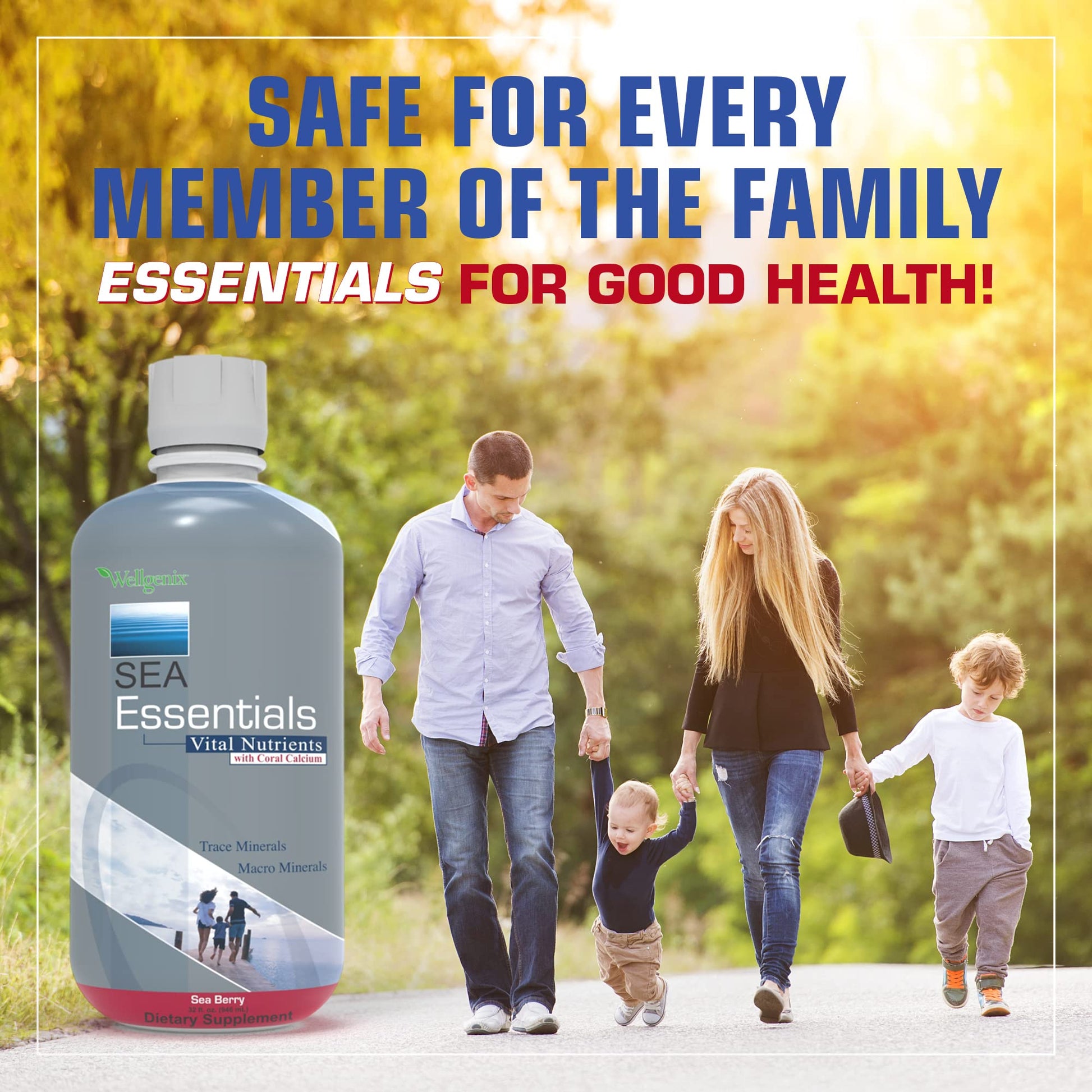 Wellgenix Sea Essentials Liquid Mineral Dietary Supplement with Trace and Macro Minerals and Coral Calcium – Sea Berry Flavor – 32 fl oz Wellgenix Au supplements