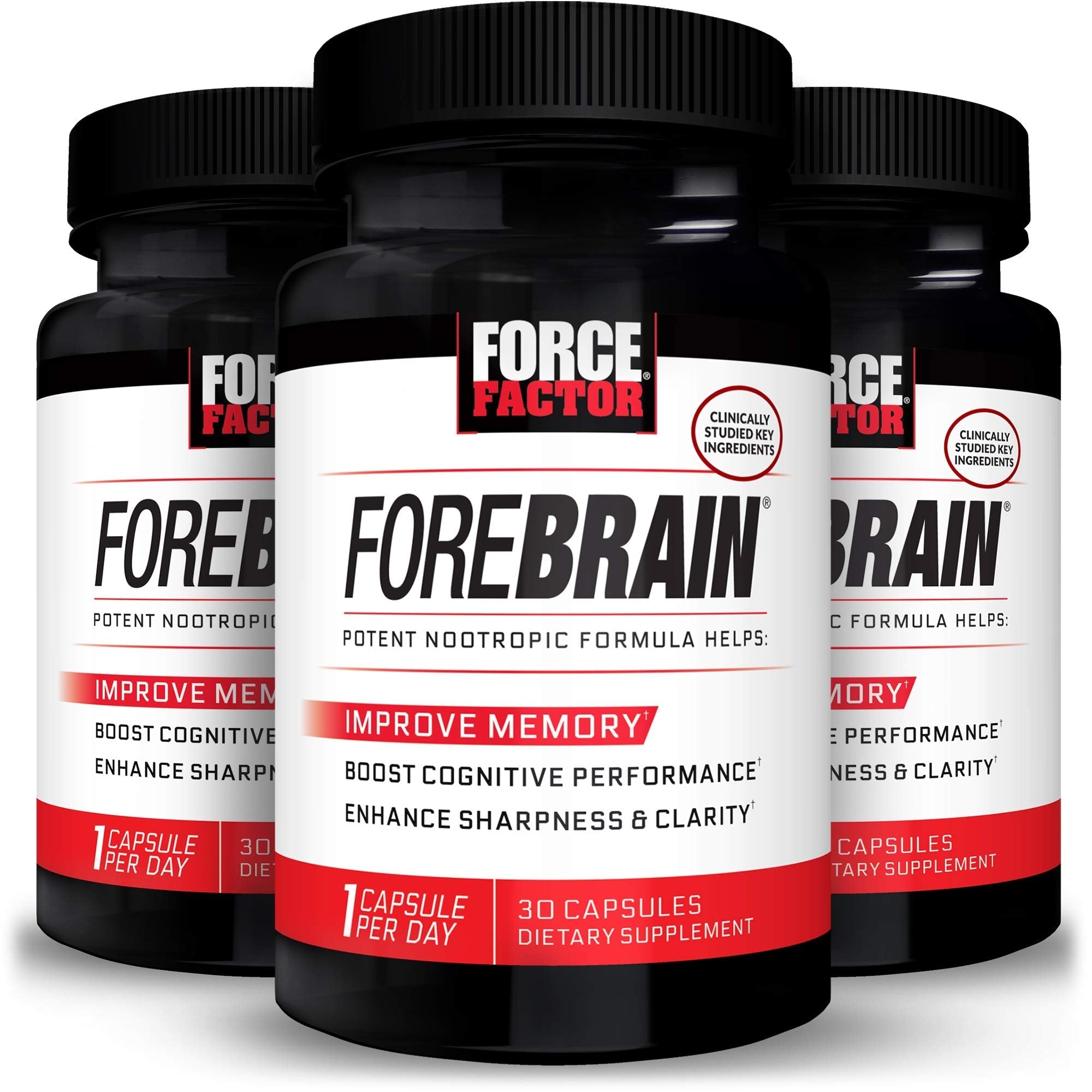 Force Factor Forebrain Nootropic Brain Supplement with Caffeine Bacopa and Huperzine A Capsules 3Pack, White, 90 Count Force Factor Au supplements