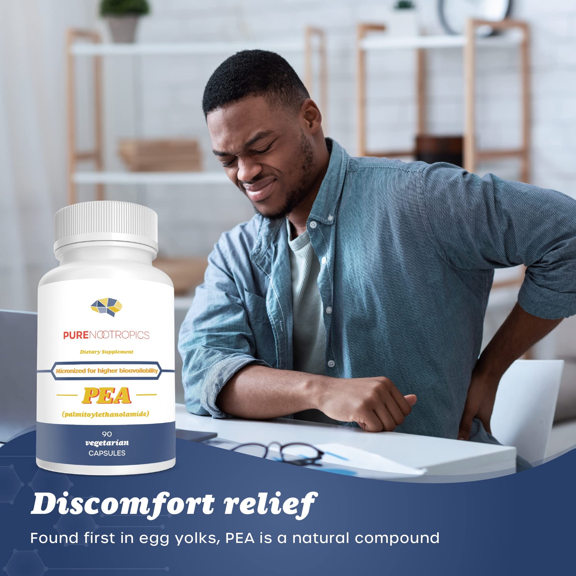 Pure Nootropics - Palmitoylethanolamide (Micronized Pea) 400 mg Capsules | 90 Veg Caps Value Pack | Supports Relief from Occasional Discomfort | Supports Immune System Pure Nootropics Au supplements