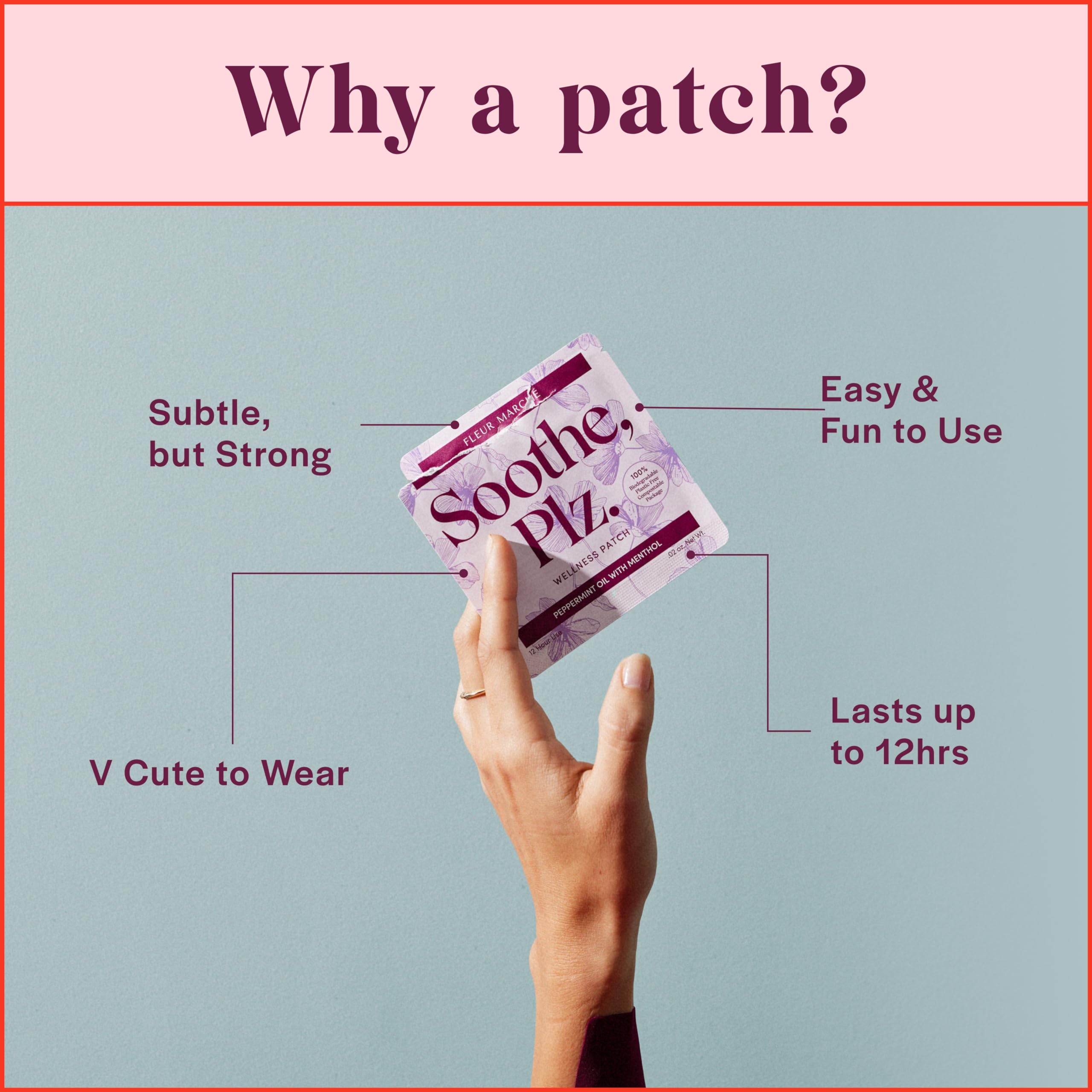 Fleur Marche Soothe, Plz. Botanical Patch - Muscle Recovery Patch with Peppermint Oil & Menthol - Post Night Out, Post Workout, or Daily Relief - Highly Bioavailable - 7 Patches Fleur Marché Au supplements