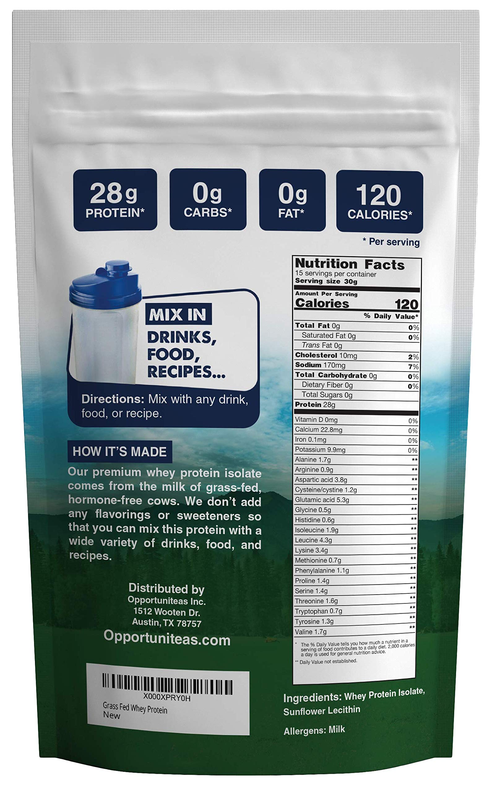 Opportuniteas Grass Fed Whey Protein Isolate Powder - Unflavored Whey Protein Isolate Opportuniteas Au supplements