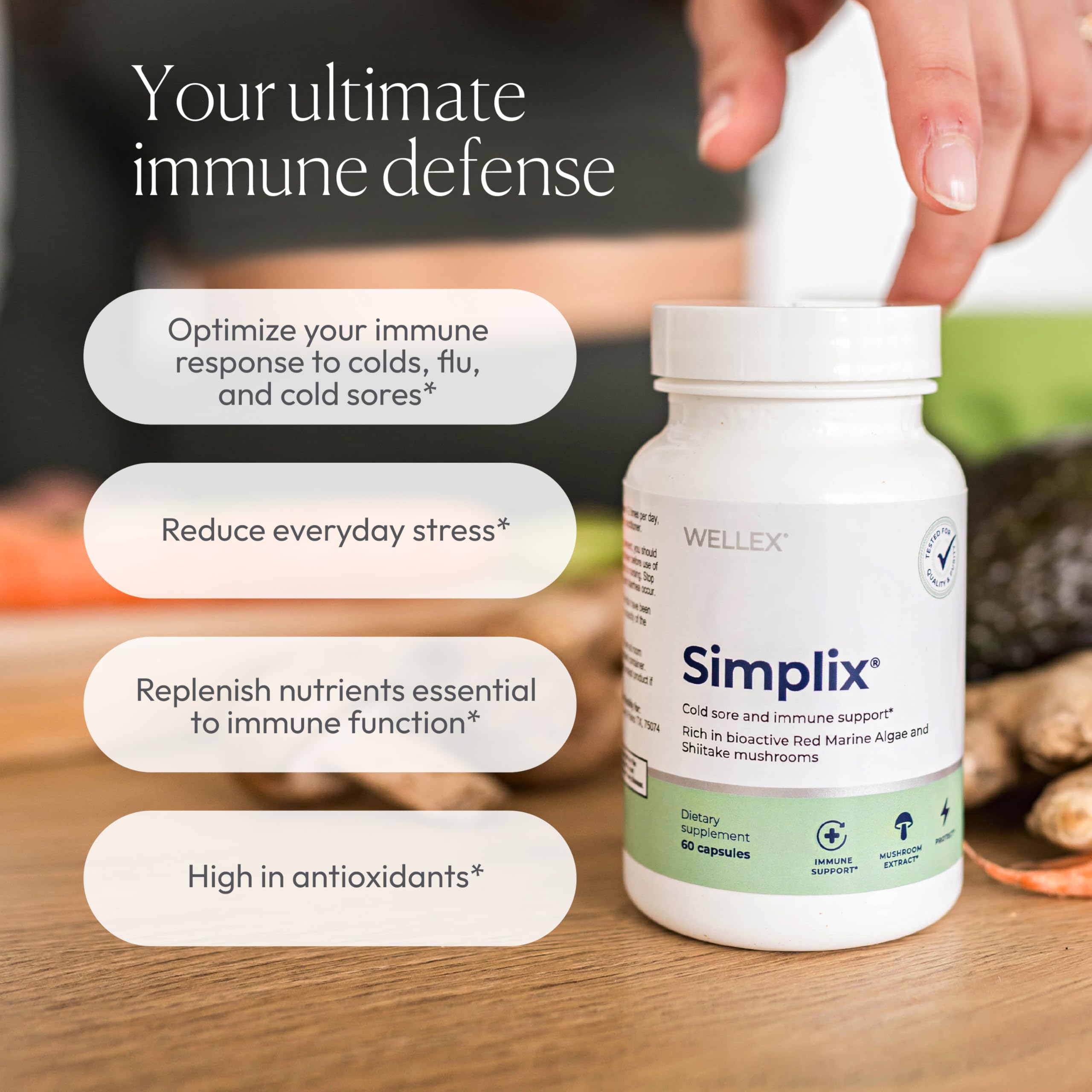 Simplix | Natural Supplement to Strengthen The Immune System | Respond to Outbreaks | Source of Highly Researched Mushroom & Seaweed Polysaccharides 60 Veggie Capsules (1 Pack) Papillex Au supplements