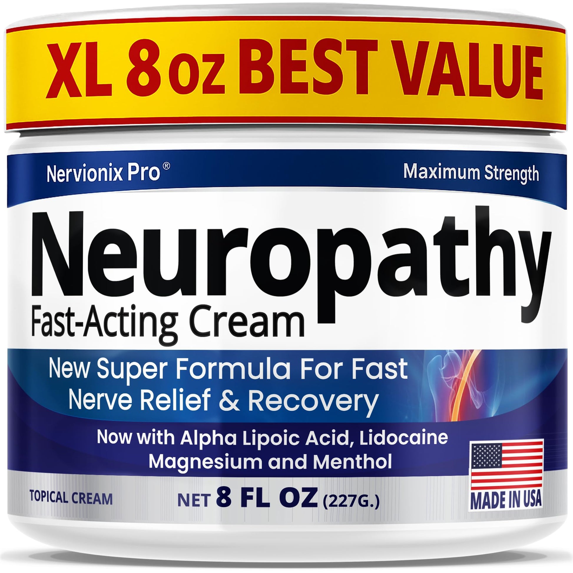 Neuropathy Nerve Relief Cream – Extra Large 8 oz – Maximum Strength for Feet Hands Legs Toes Back – Natural Ingredients Arnica Aloe Vera MSM Vitamins – Fast-Acting Soothing Relief – Super Value 8 oz Nuturna Au supplements