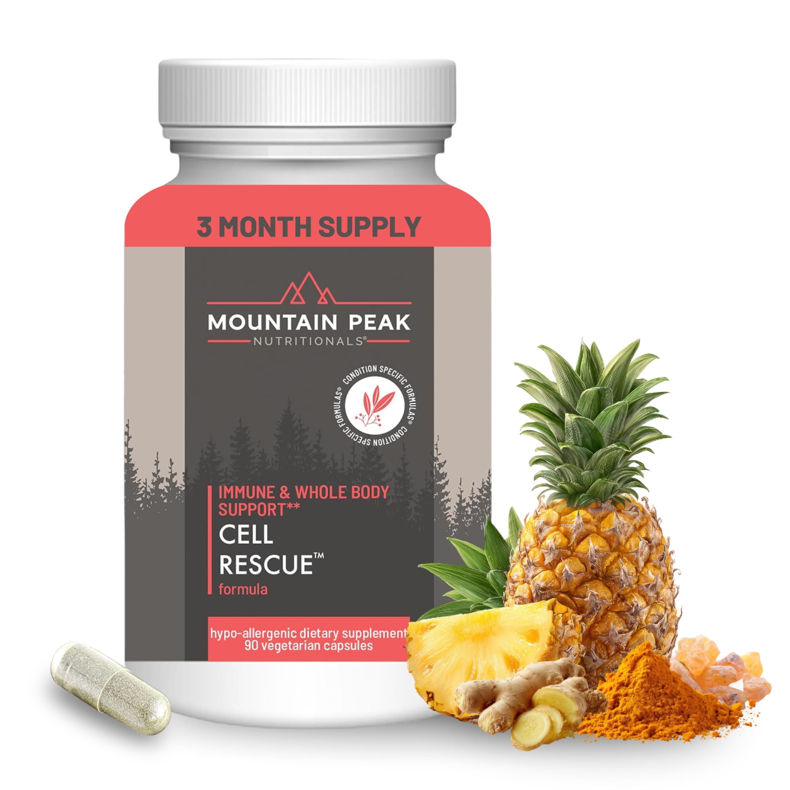 Mountain Peak Nutritionals Cell Rescue - Antioxidant Immune Support Supplement with Turmeric, Ginger Root, and Bromelain - Supports Intestinal Health & Whole Body (90 Capsules) Mountain Peak Nutritionals Au supplements