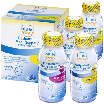 Blues Away Postpartum Mood Support Drink - Breastfeeding Friendly Postnatal Hormone Balance for Women - 3-Day Liquid Dietary Stress Support Shake [4 Bottles] Blues Away Au supplements
