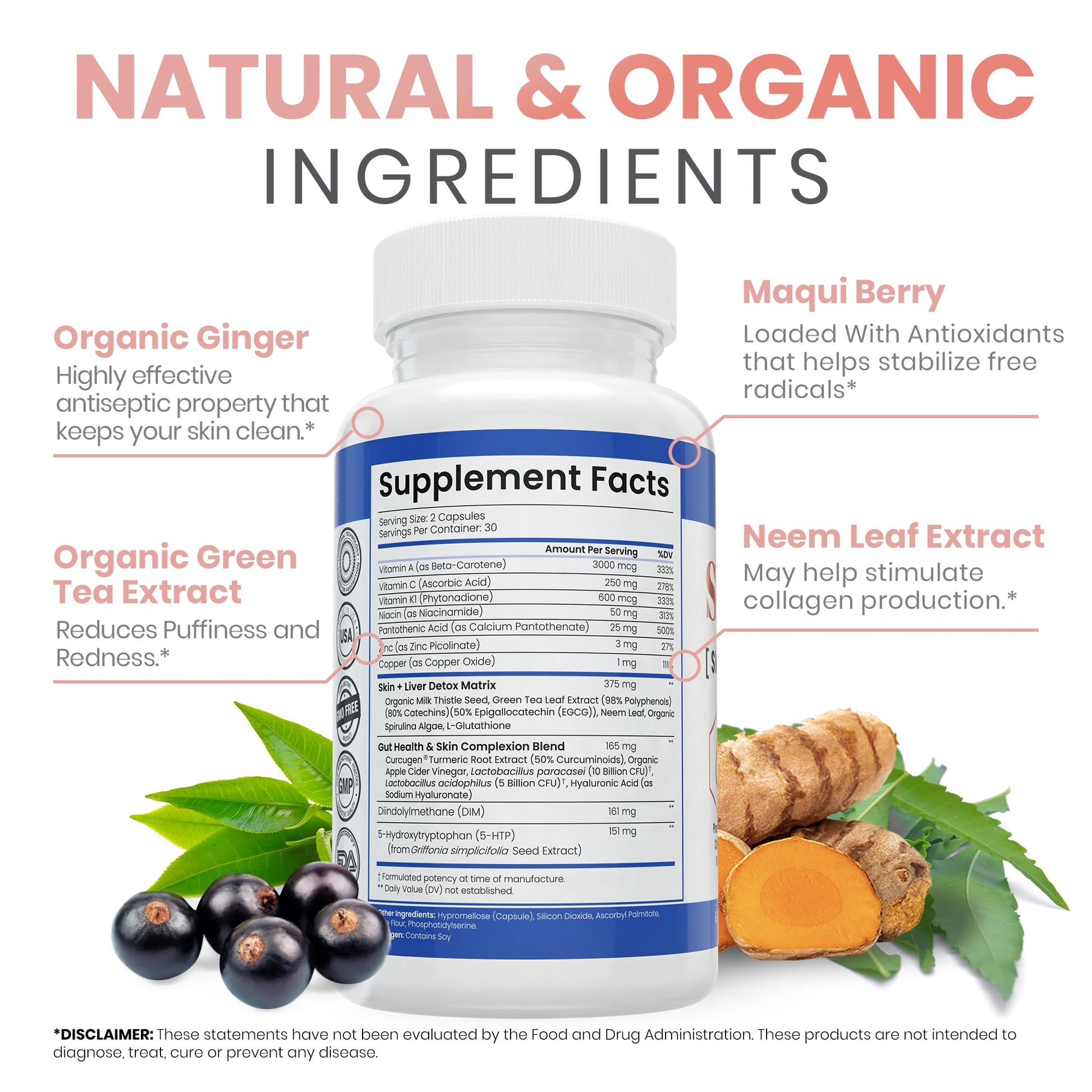 Zen Nutrients SkinVite Natural Skin Supplement for Women, Men & Teens - Hormonal Breakouts & Clear Skin Support Supplement - Detoxifying Vitamin for Acne and Digestion Support Zen Nutrients Au supplements