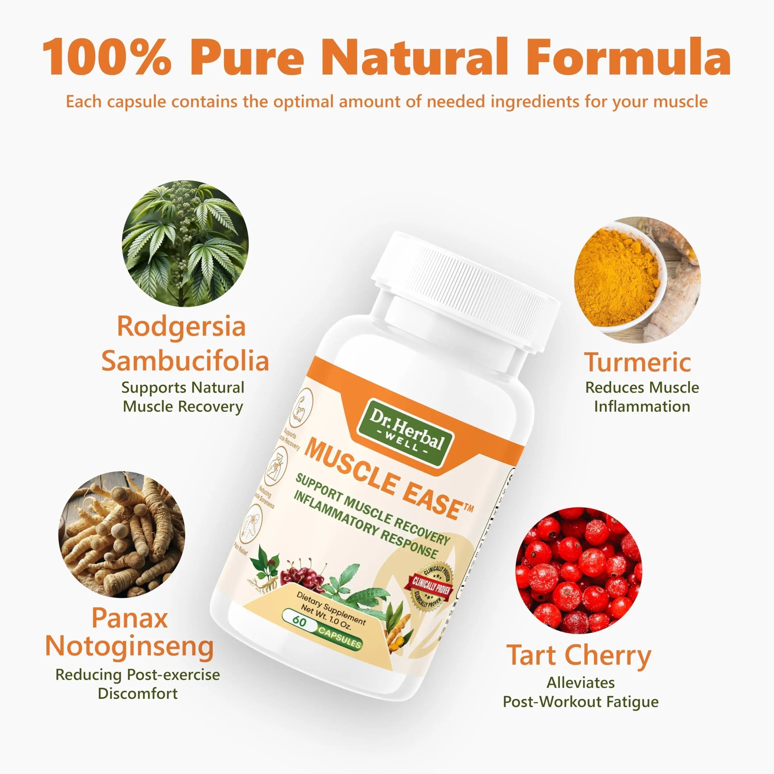 DR.HERBAL WELL Muscle Ease - Joint, Muscle & Nerve Support Fast Acting Relax Comfort Recovery Natural Herbal Supplement - (60 Capsules) MAX-Strength DR. HERBAL WELL Au supplements
