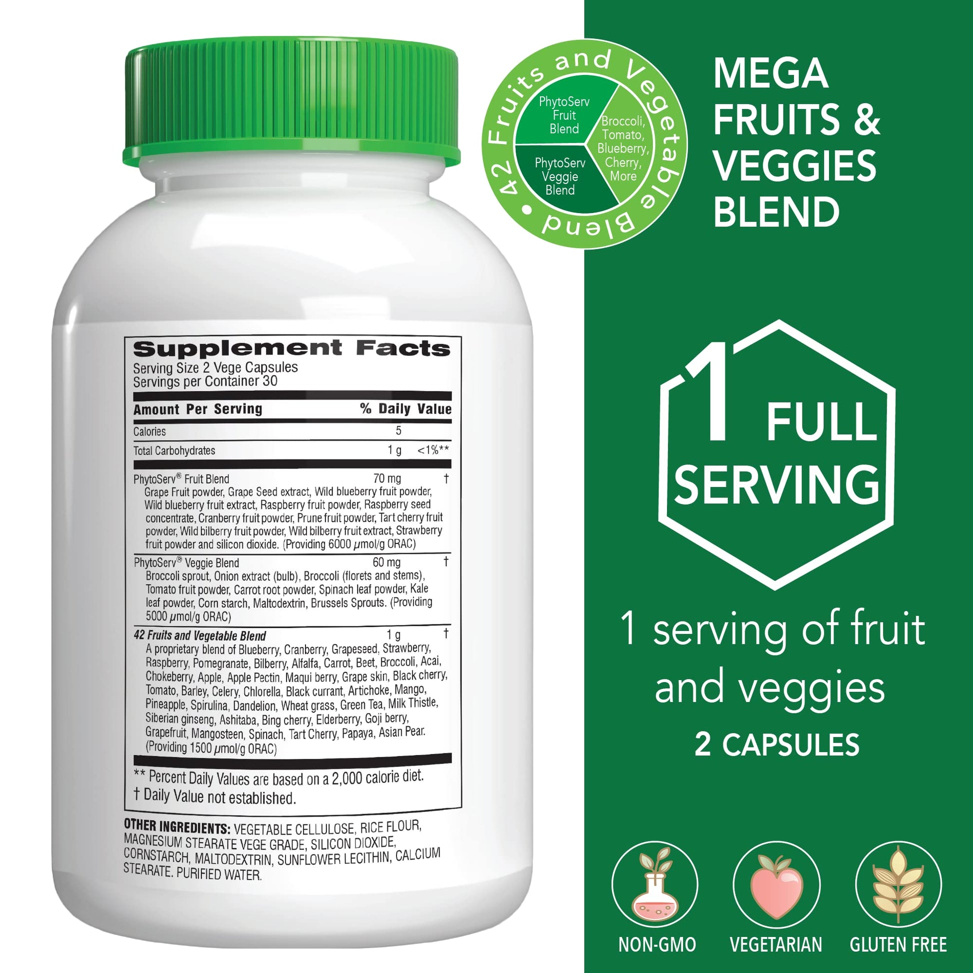 Botanic Choice Mega Fruits and Veggies Blend (60 Capsules) + Lemon Balm Tincture (1 fl oz) Bundle - Energy Balance & Superfood Supplement + Relaxation and Sleep Support Botanic Choice Au supplements