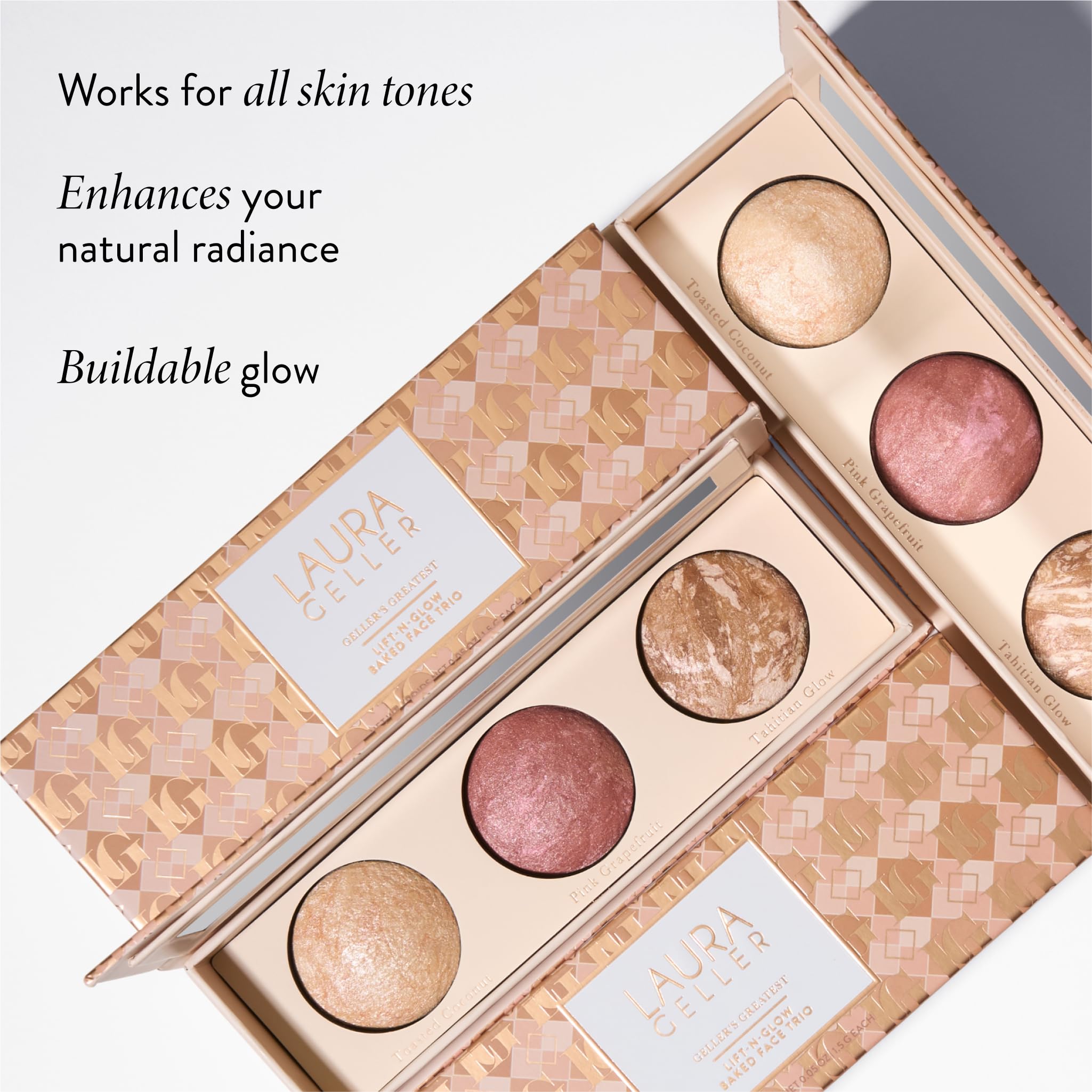 LAURA GELLER NEW YORK Geller's Greatest Lift-n-Glow Baked Trio Palette - Highlighter, Blush, Bronzer - All Skin Tones LAURA GELLER NEW YORK Au supplements