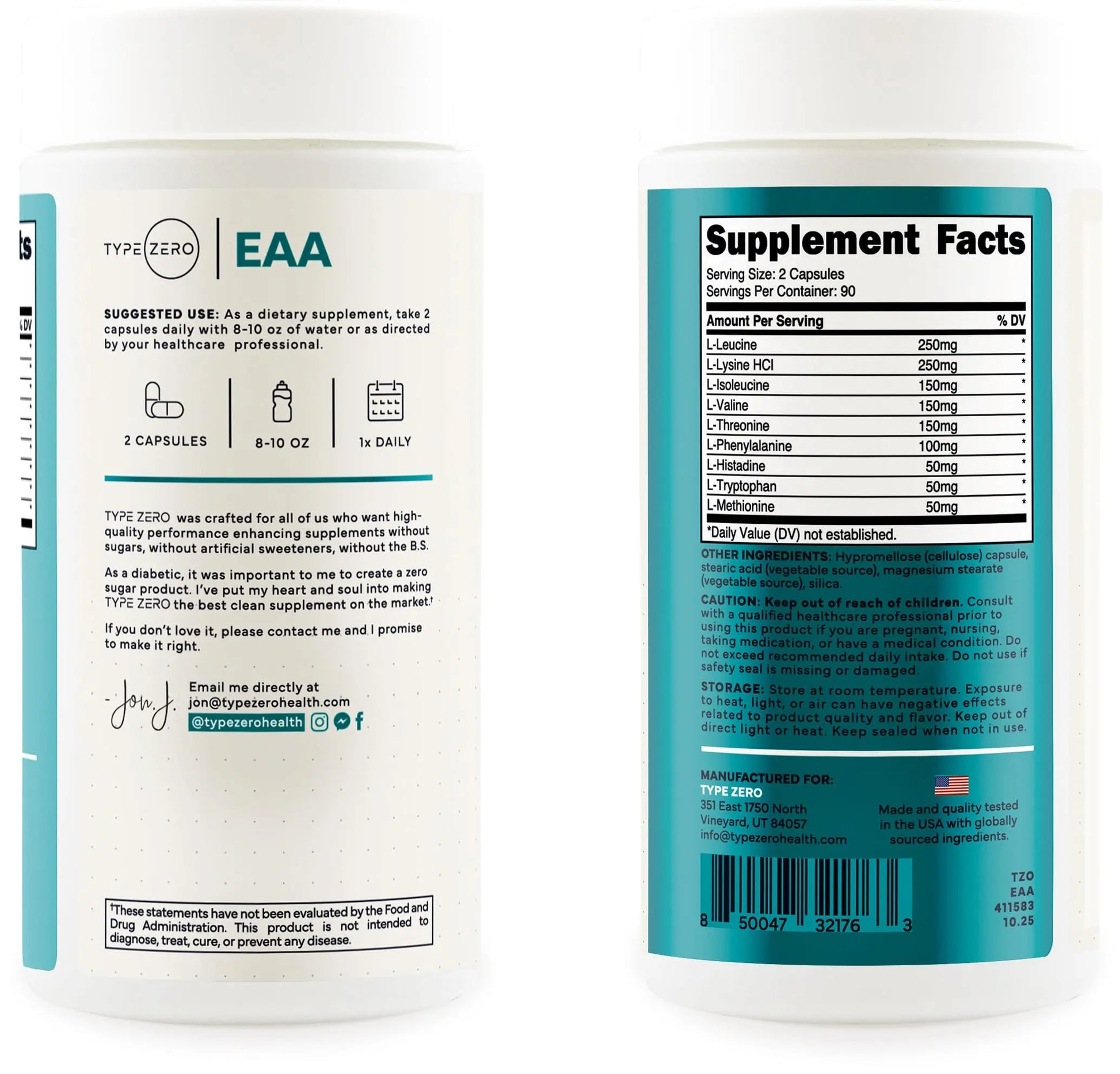 Type Zero Clean EAA Capsules (1,200mg per Serving), Essential Amino Acids Supplement with 9 EAAs, 180 Capsules, 90 Servings Type Zero Au supplements