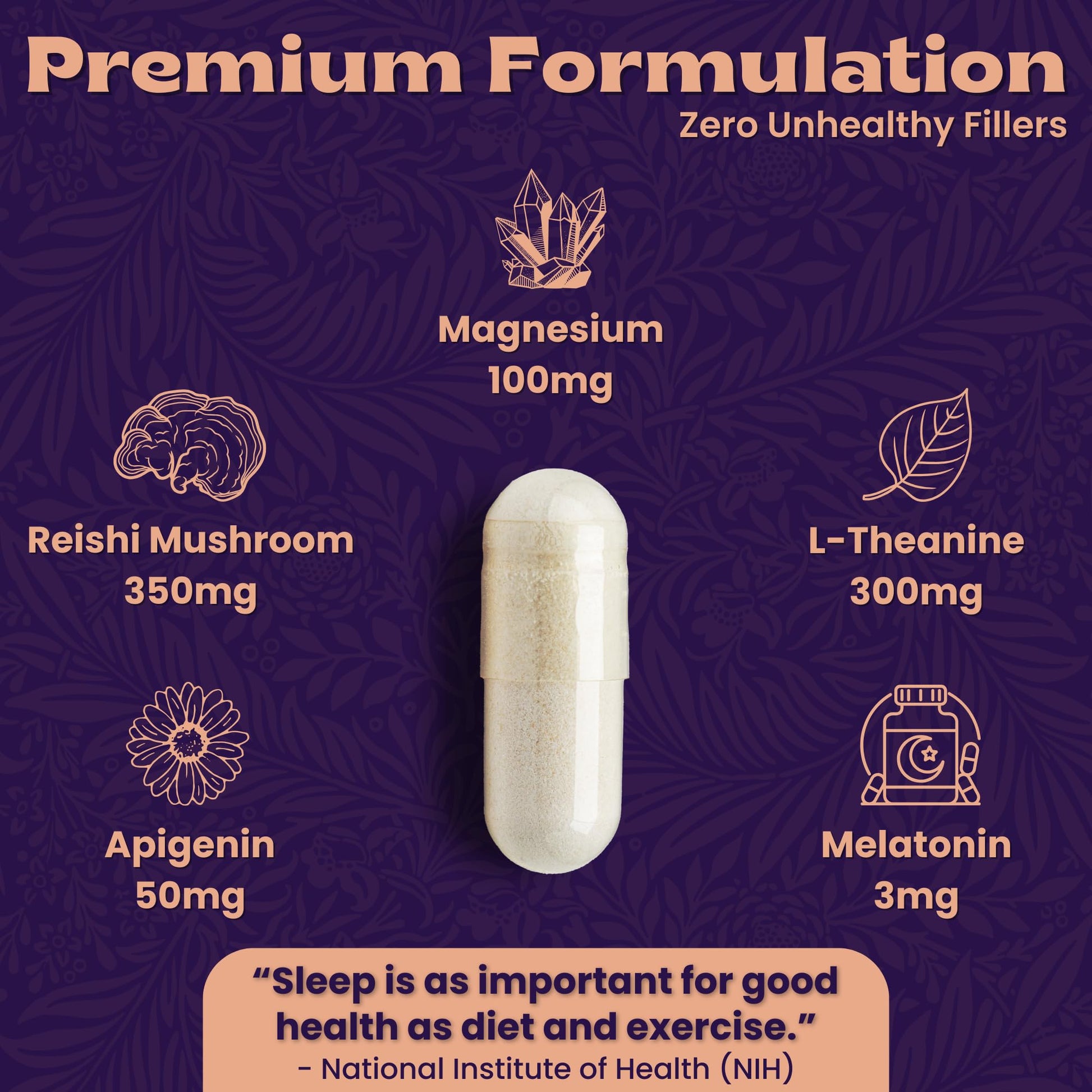 Local Nutrition Natural Sleep Aid with Magnesium Glycinate, Reishi Mushroom Extract, L-Theanine, Apigenin, and Melatonin - Sleep Supplement for Adults Seeking Deep Rest - 60 Capsules, Made in The USA Local Nutrition Au supplements