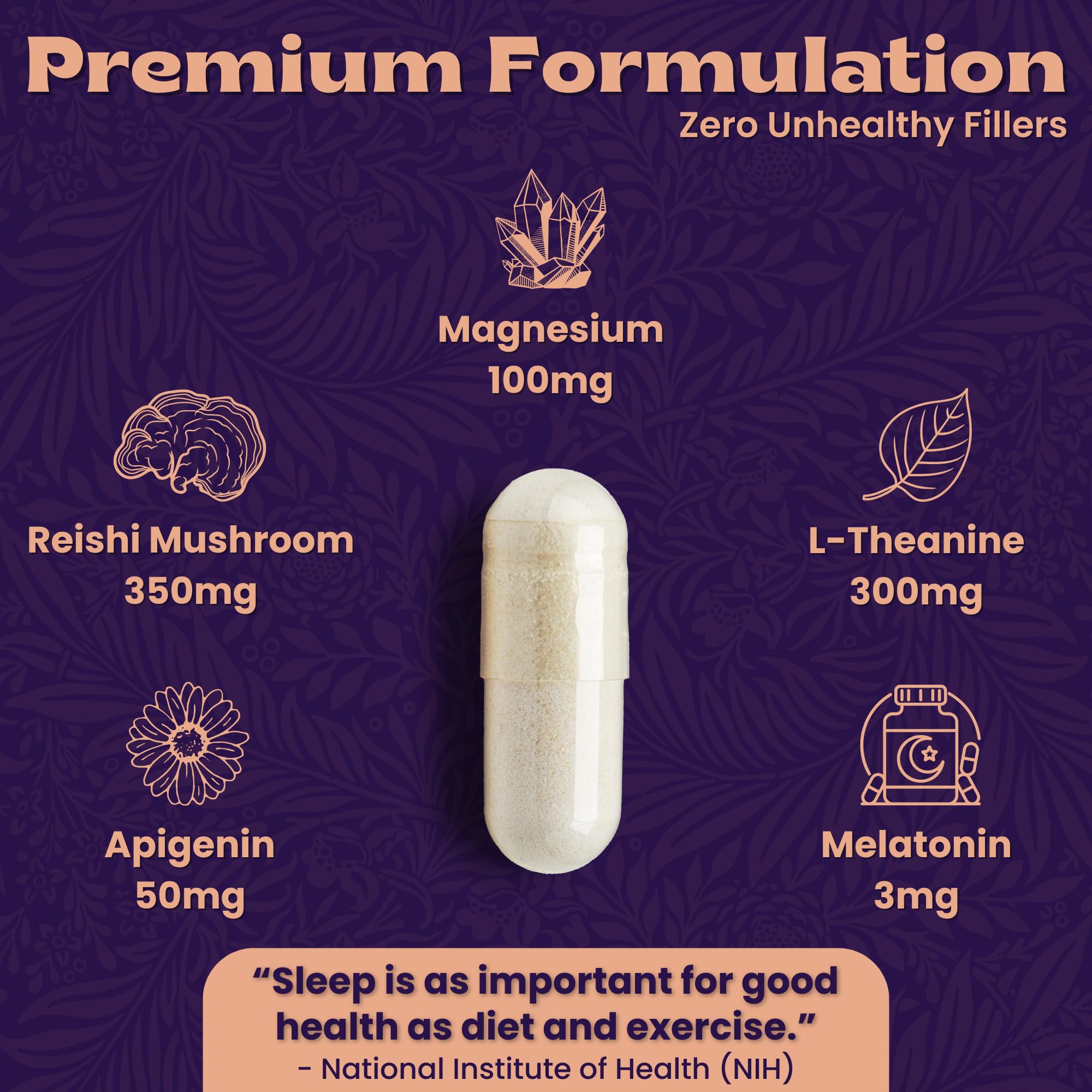 Local Nutrition Natural Sleep Aid with Magnesium Glycinate, Reishi Mushroom Extract, L-Theanine, Apigenin, and Melatonin - Sleep Supplement for Adults Seeking Deep Rest - 60 Capsules, Made in The USA Local Nutrition Au supplements