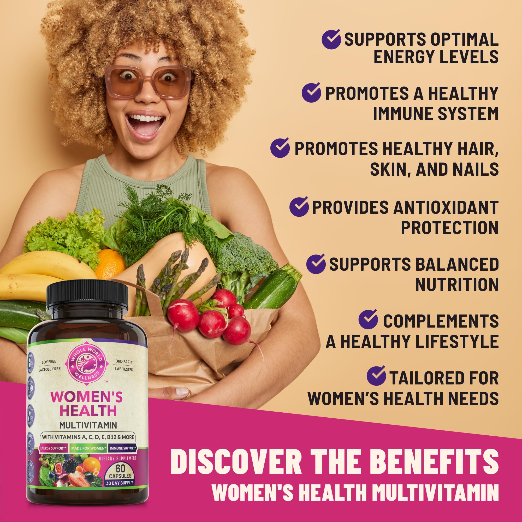 Womens Daily Multivitamins & Mens Daily Multivitamins Bundle (One Bottle Each) - Supports Holistic Wellness, Including Energy & Focus. Multivitamin & Multimineral Blend. Made in The USA. WHOLE WORLD WELLNESS Au supplements