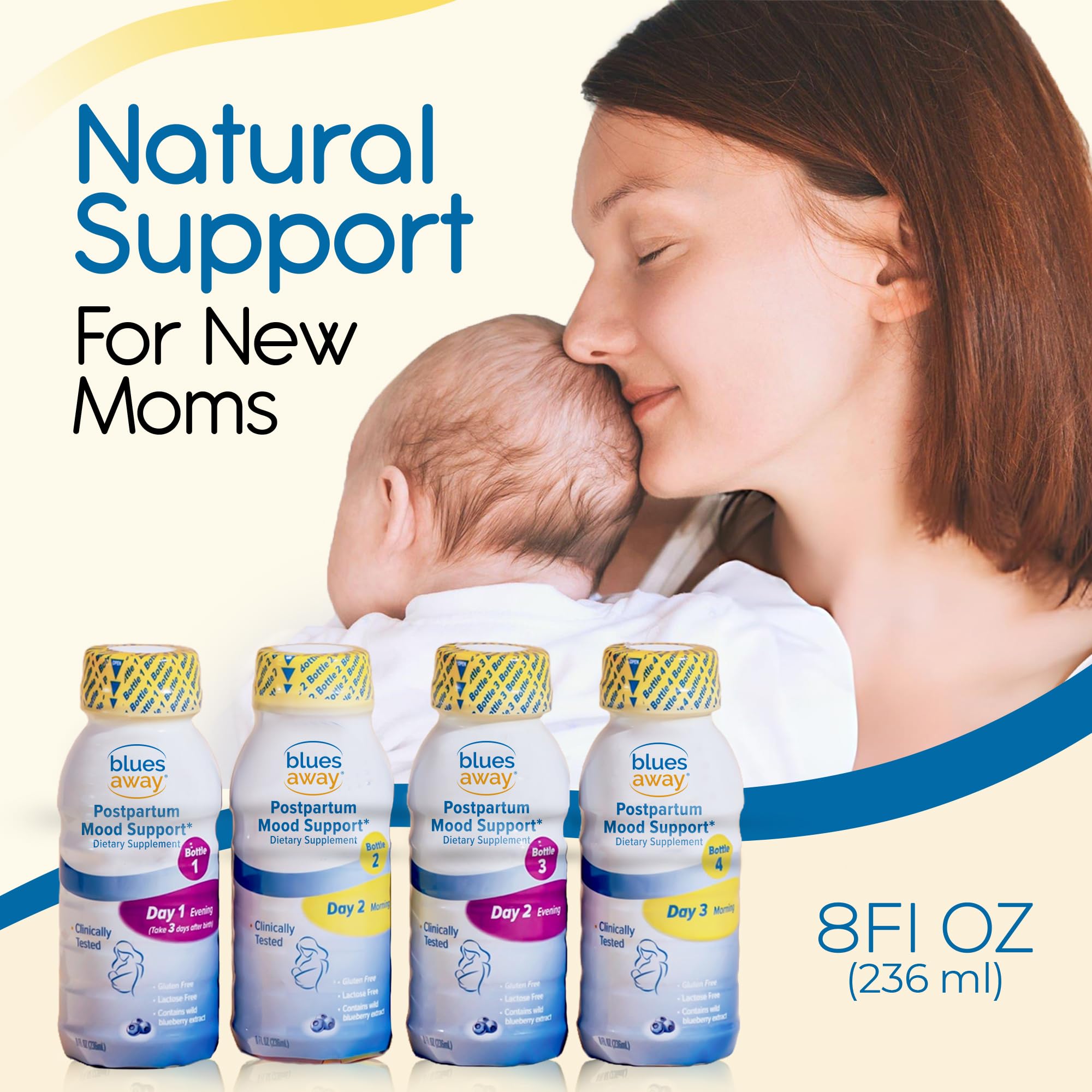 Blues Away Postpartum Mood Support Drink - Breastfeeding Friendly Postnatal Hormone Balance for Women - 3-Day Liquid Dietary Stress Support Shake [4 Bottles] Blues Away Au supplements