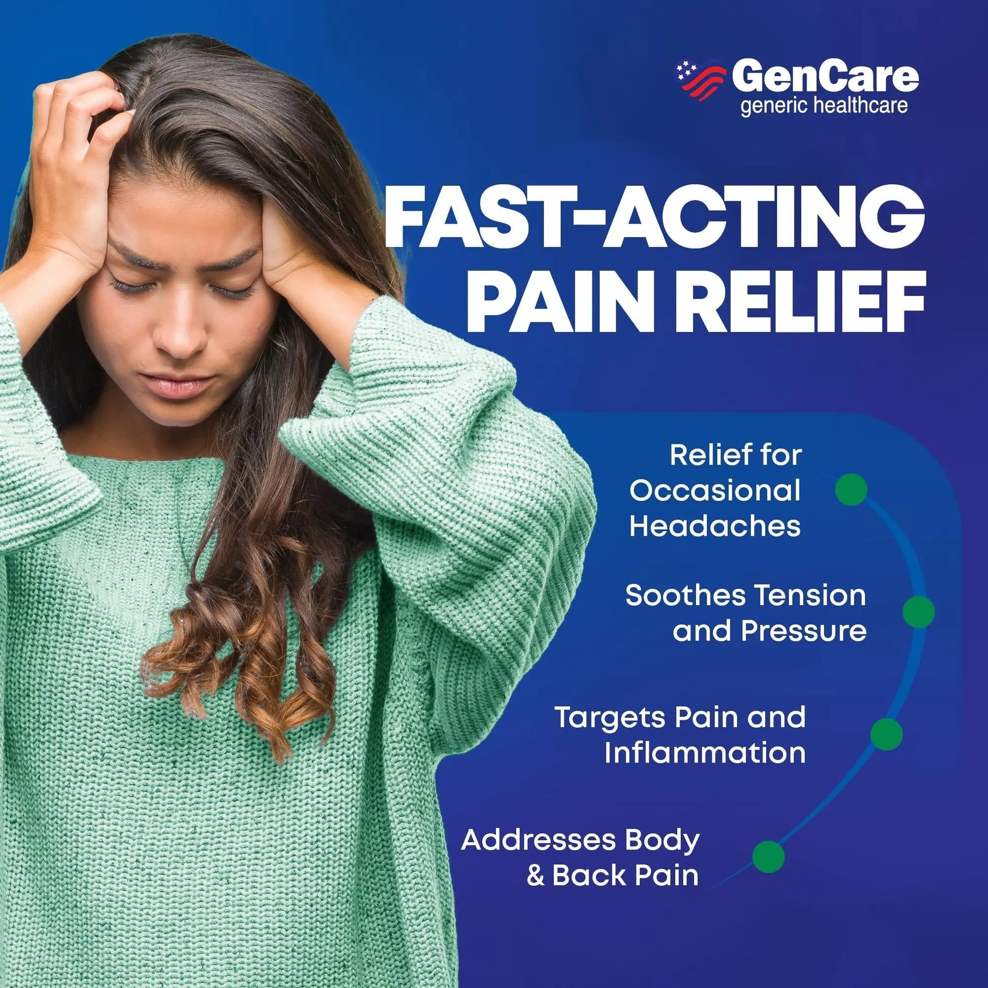 GenCare - Headache Relief Acetaminophen with Aspirin (NSAID) & Caffeine (300 Caplets) Value Pack | Head Pain, Muscle Aches, Back Pain & Body | Generic ExcedrEn Extra Strength GenCare Au supplements