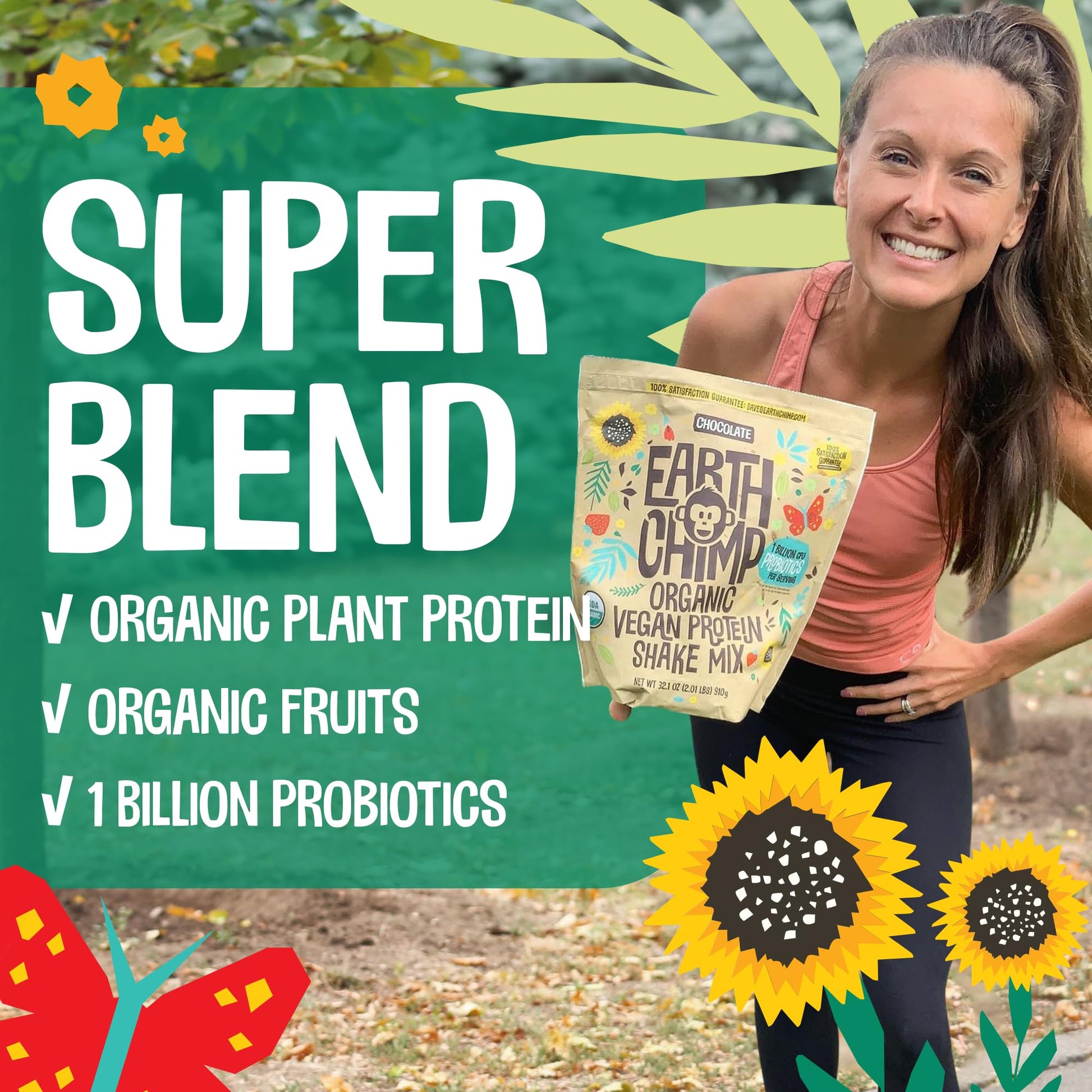 EarthChimp Organic Vegan Protein Powder - with Probiotics - Non GMO, Dairy Free EarthChimp Au supplements