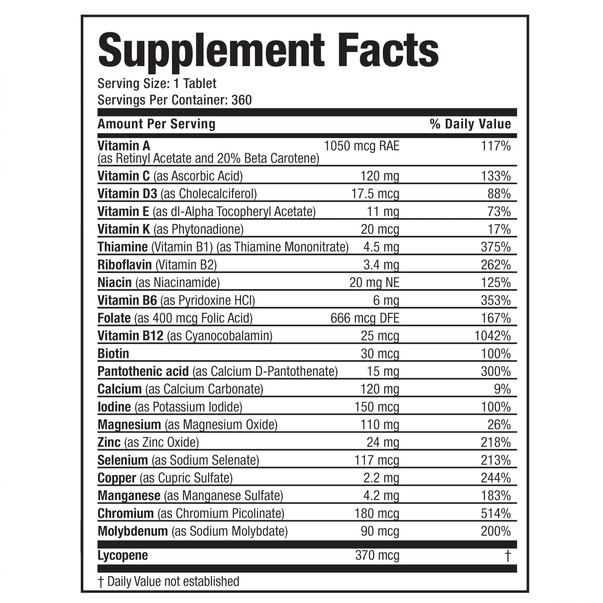Bronson ONE Daily Mens 50+ Complete Multivitamin Multimineral, 360 Tablets Bronson Au supplements
