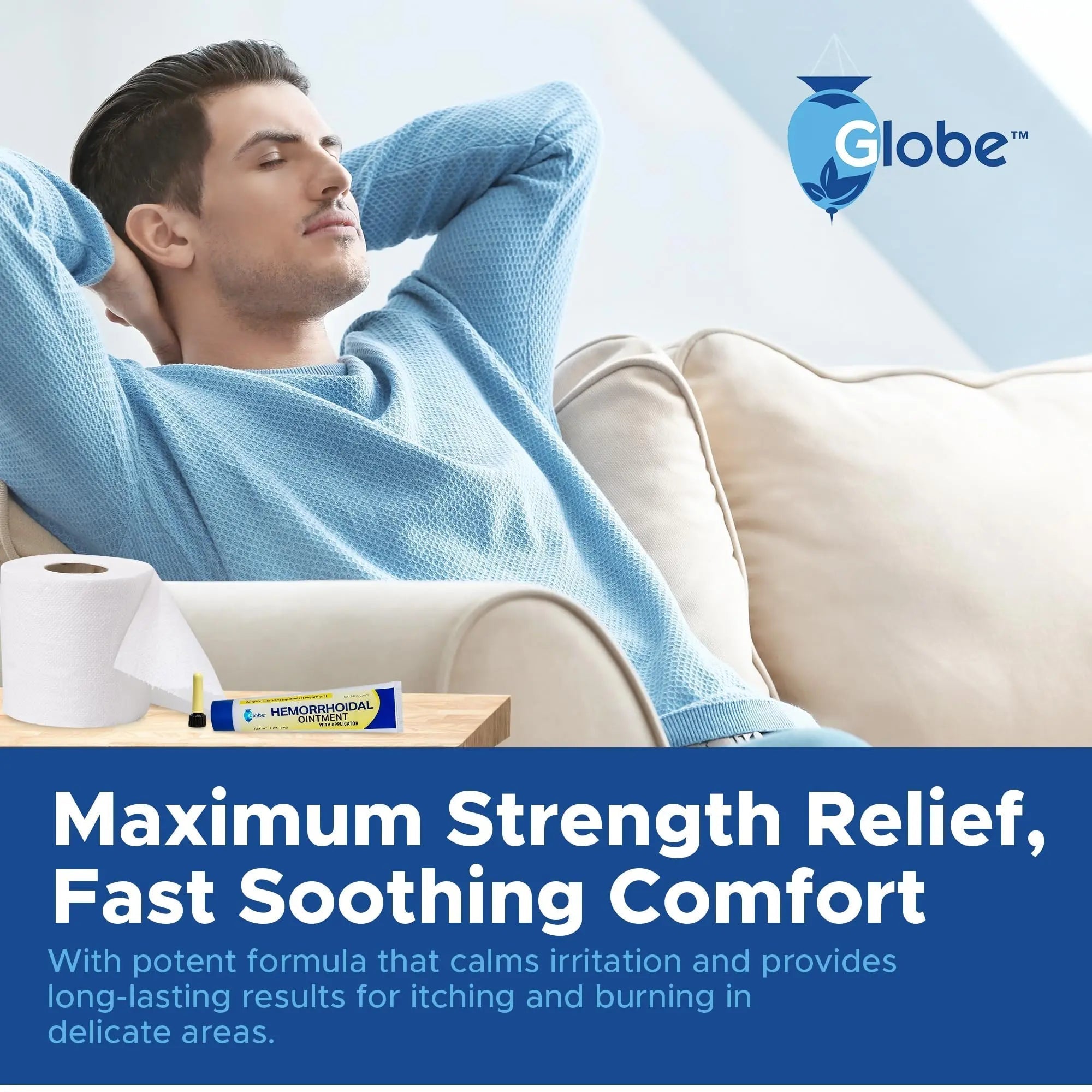 Globe Hemorrhoidal Ointment w/ Applicator, Phenylephrine HCl, Petrolatum Mineral Oil, Maximum Strength Formula for Burning, Discomfort & Itching, 2 oz Hemorrhoidal Ointment Au supplements
