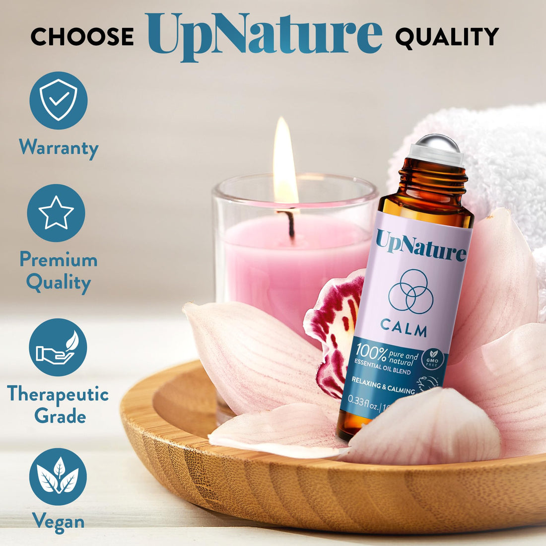 UpNature Calm Essential Oil Roll On Blend – Stress Relief & Relaxation Gifts for Women – Calming 