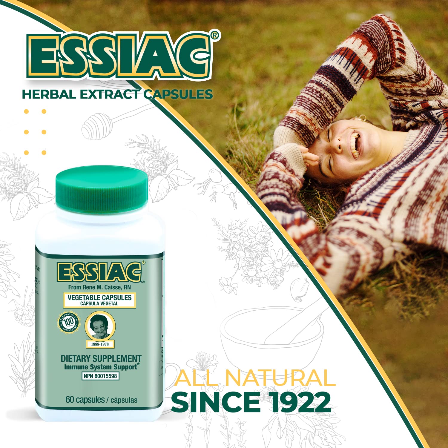 ESSIAC Tea All-Natural Herbal Extract Capsules – 60 Capsules | Powerful Antioxidant Blend to Help Promote Overall Health & Well-Being | Original Formula Since 1922 Essiac Au supplements