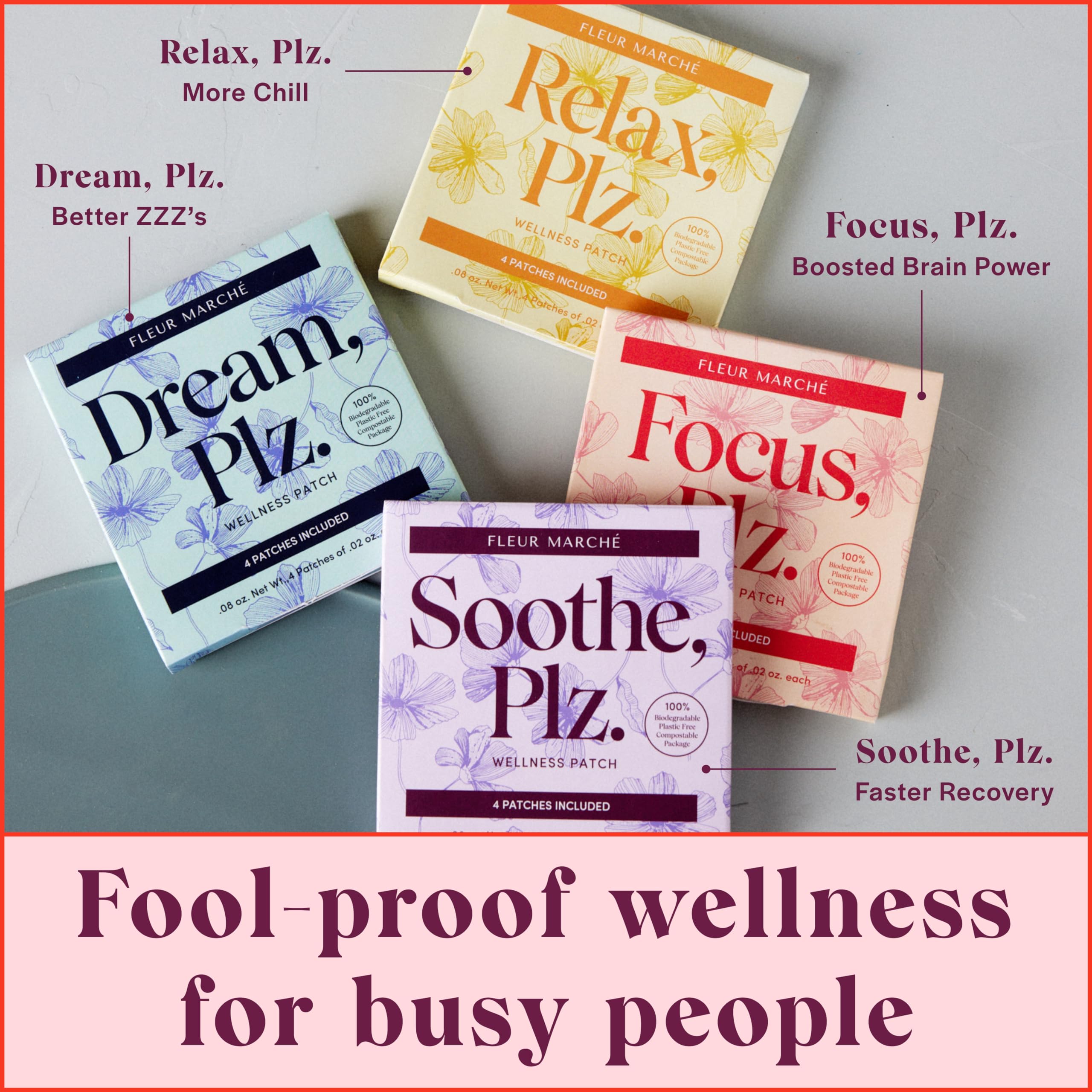 Fleur Marche Soothe, Plz. Botanical Patch - Muscle Recovery Patch with Peppermint Oil & Menthol - Post Night Out, Post Workout, or Daily Relief - Highly Bioavailable - 7 Patches Fleur Marché Au supplements