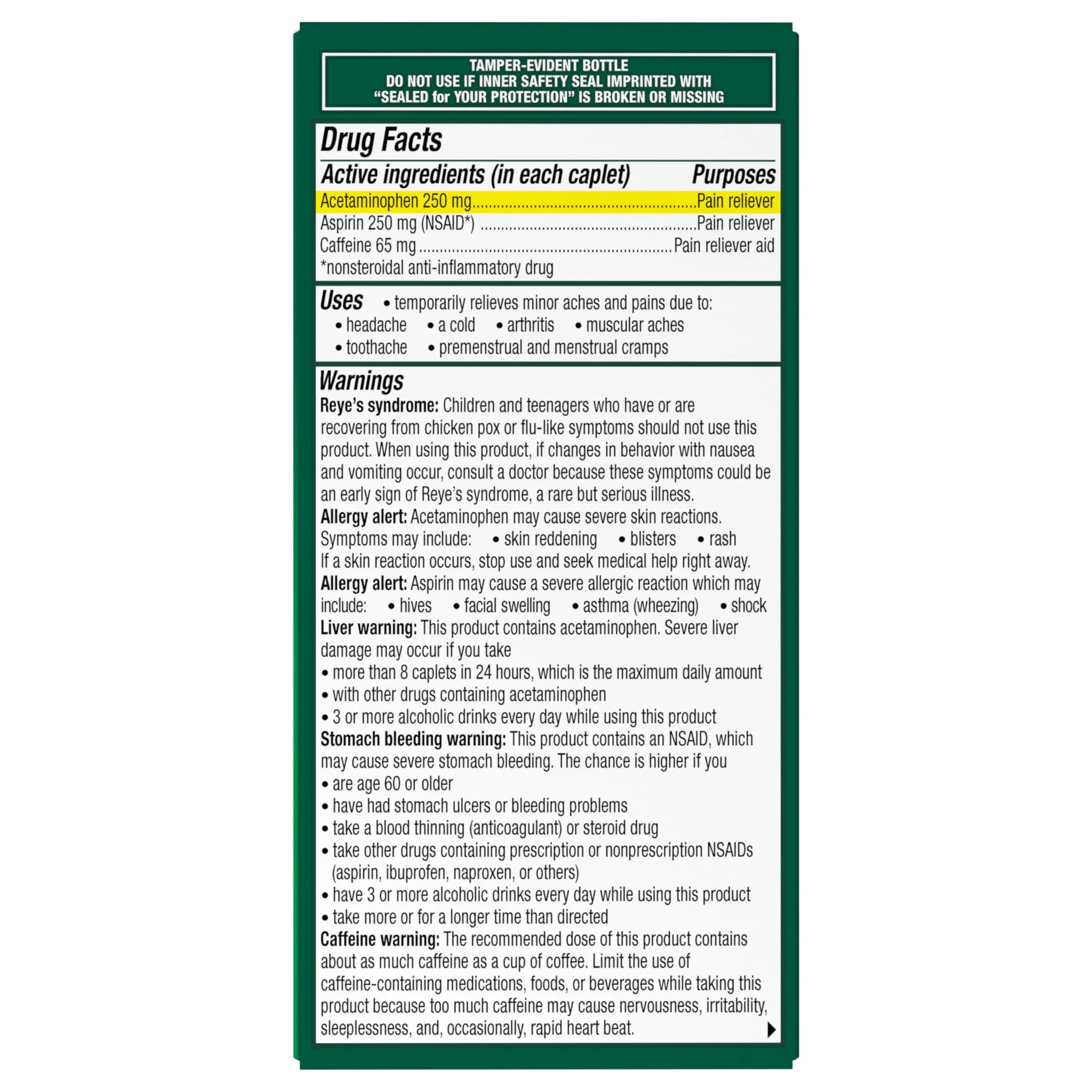 Excedrin Extra Strength Pain Relief Caplets – Headache Relief – 100 Count Excedrin Au supplements
