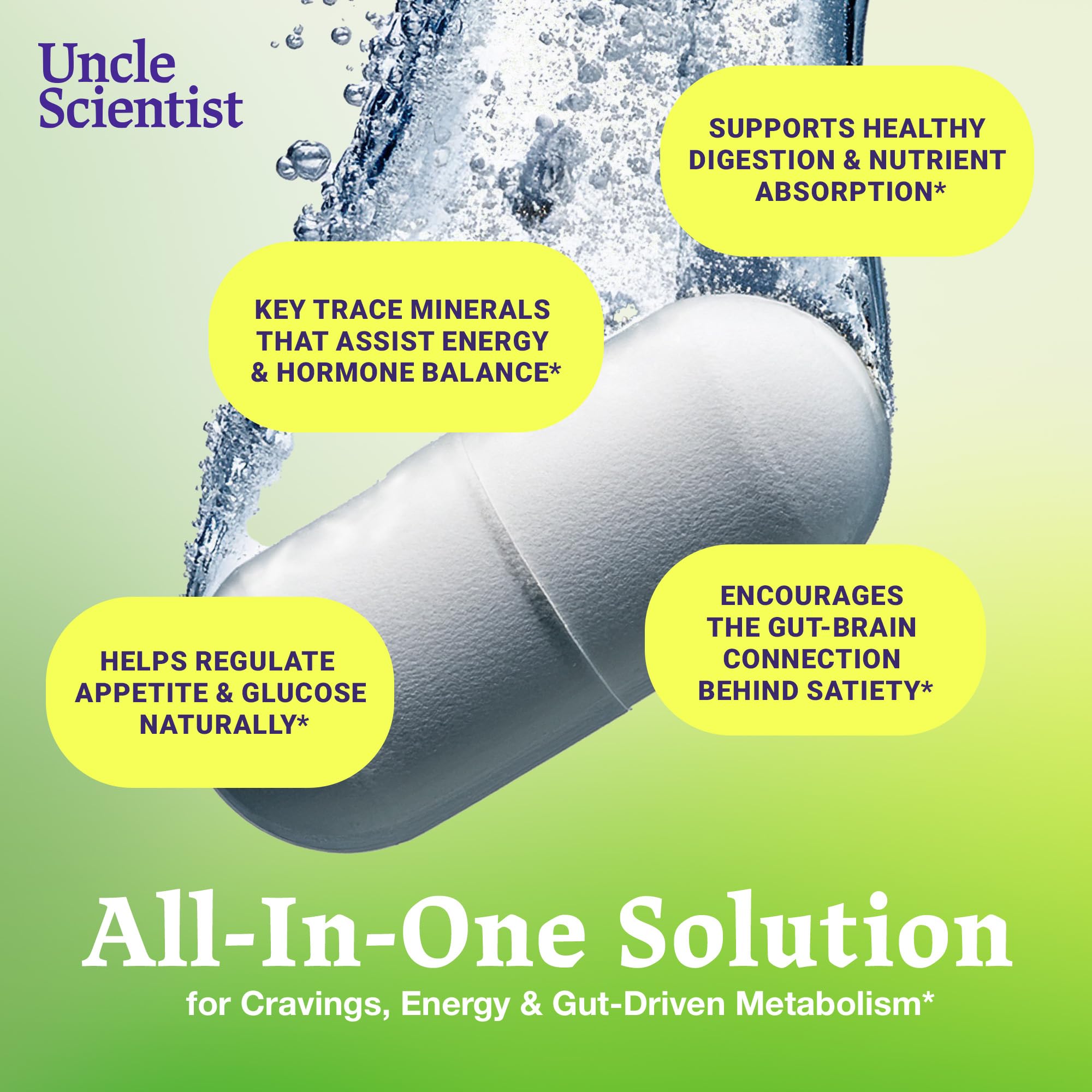 Uncle Scientist GLP-1 Probiotic Dietary Supplement, Supports Healthy Appetite and Metabolic Function - Chromium, Green Tea, Cinnamon, Probiotics & Herbal Blend, 60 Capsules (30-Day Supply) Uncle Scientist Au supplements