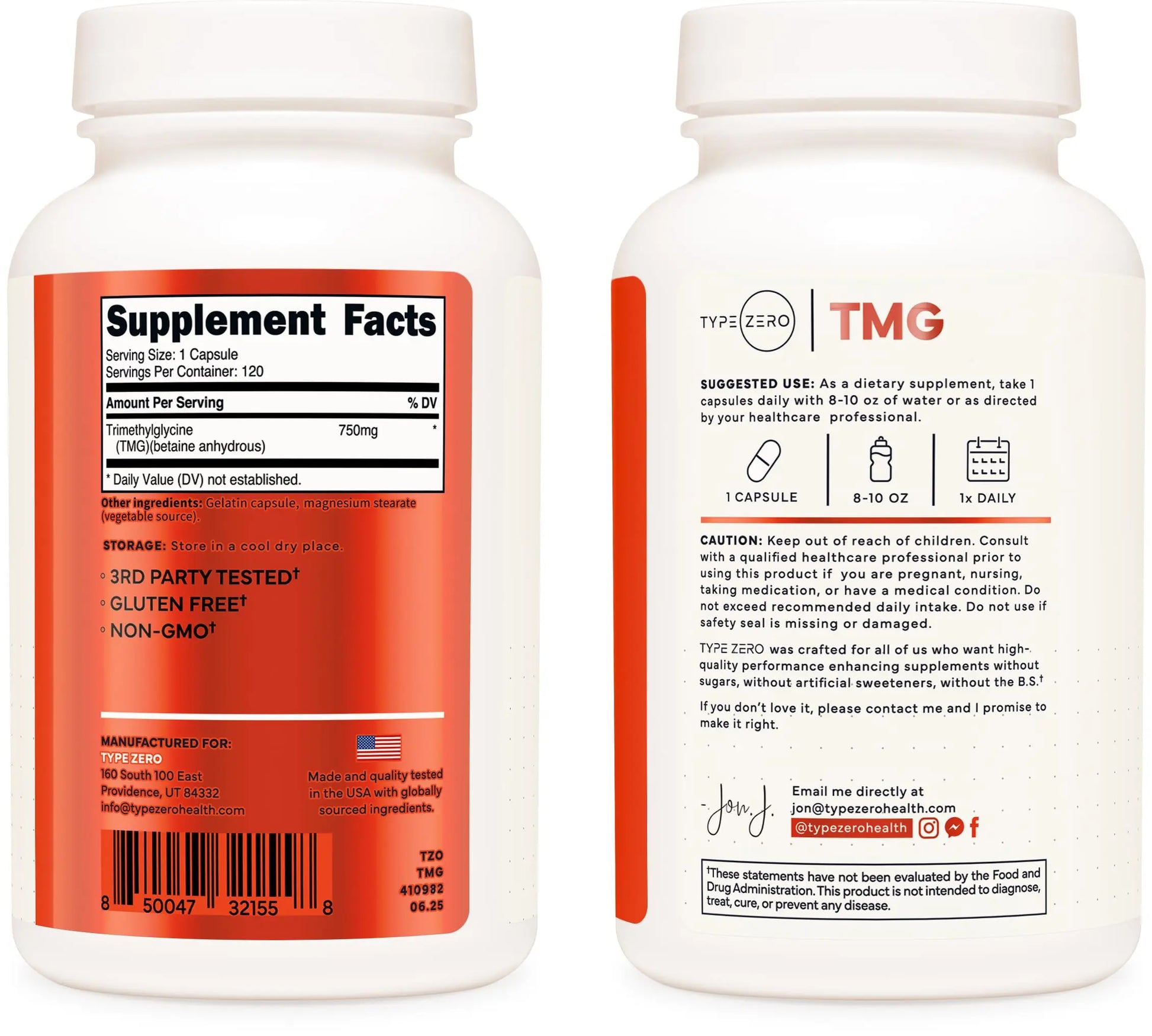 Type Zero Clean TMG Trimethylglycine Capsules (120 Servings) - Non GMO, Gluten Free Type Zero Au supplements