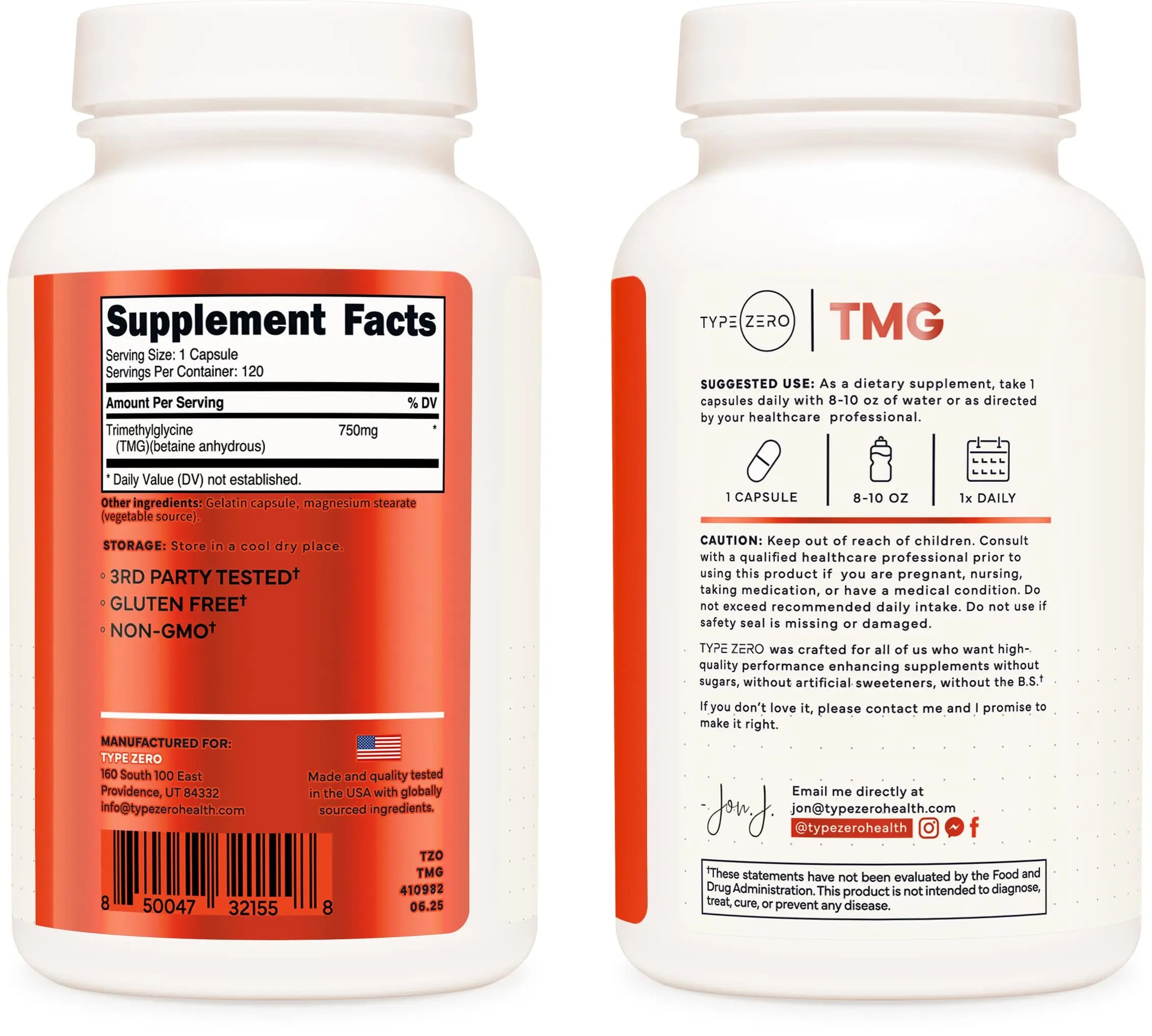 Type Zero Clean TMG Trimethylglycine Capsules (120 Servings) - Non GMO, Gluten Free Type Zero Au supplements