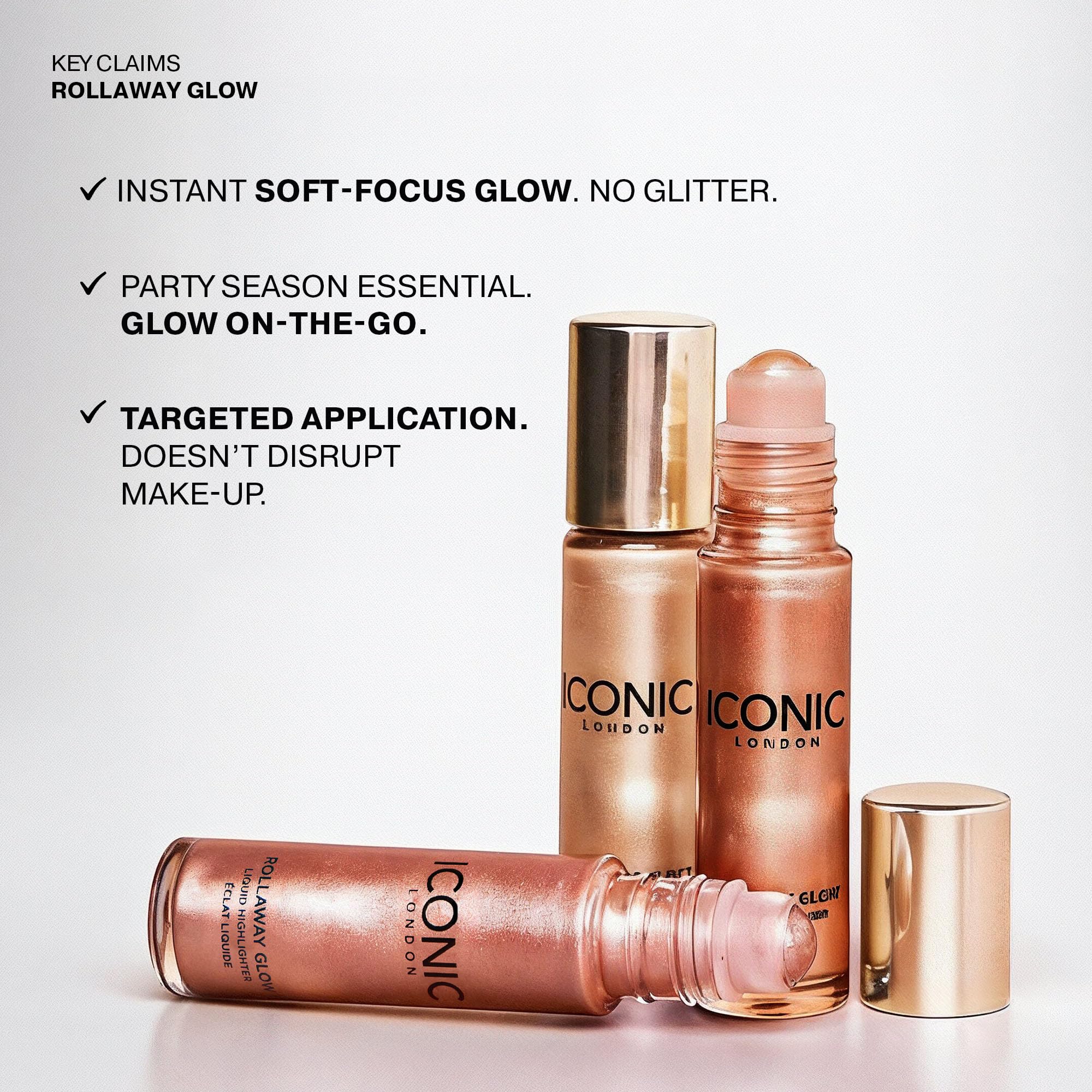 ICONIC LONDON Rollaway Glow | Liquid Highlighter for a Radiant Glow, Cruelty-Free, Vegan Makeup (Champagne Chic) 0.27 Fl oz ICONIC LONDON Au supplements