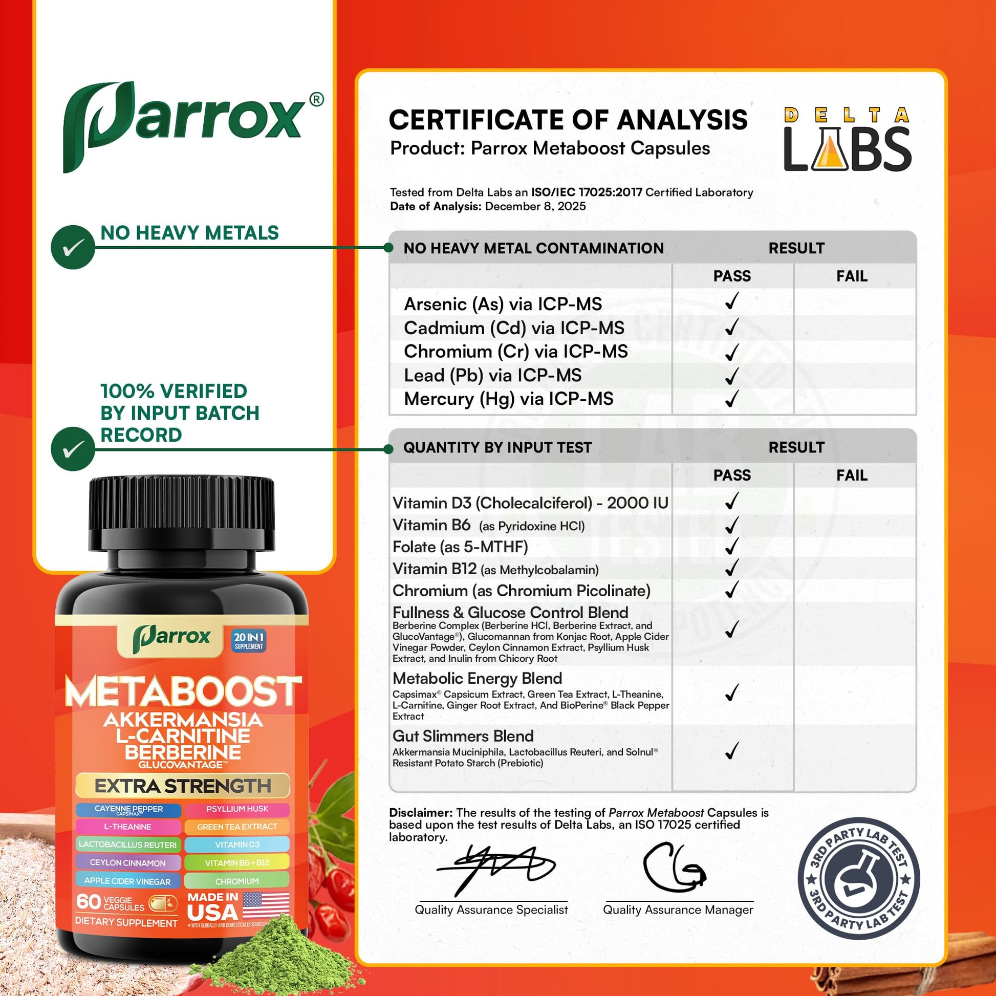 GLP-1 Booster Supplement, Akkermansia, L-Carnitine, Berberine (GlucoVantage), Methylfolate, Methylated B12, Chromium, Capsimax, Psyllium Husk, Probiotics Vitamins D3, B6, 20-in-1 Plant-Based (60 Caps) Parrox Au supplements