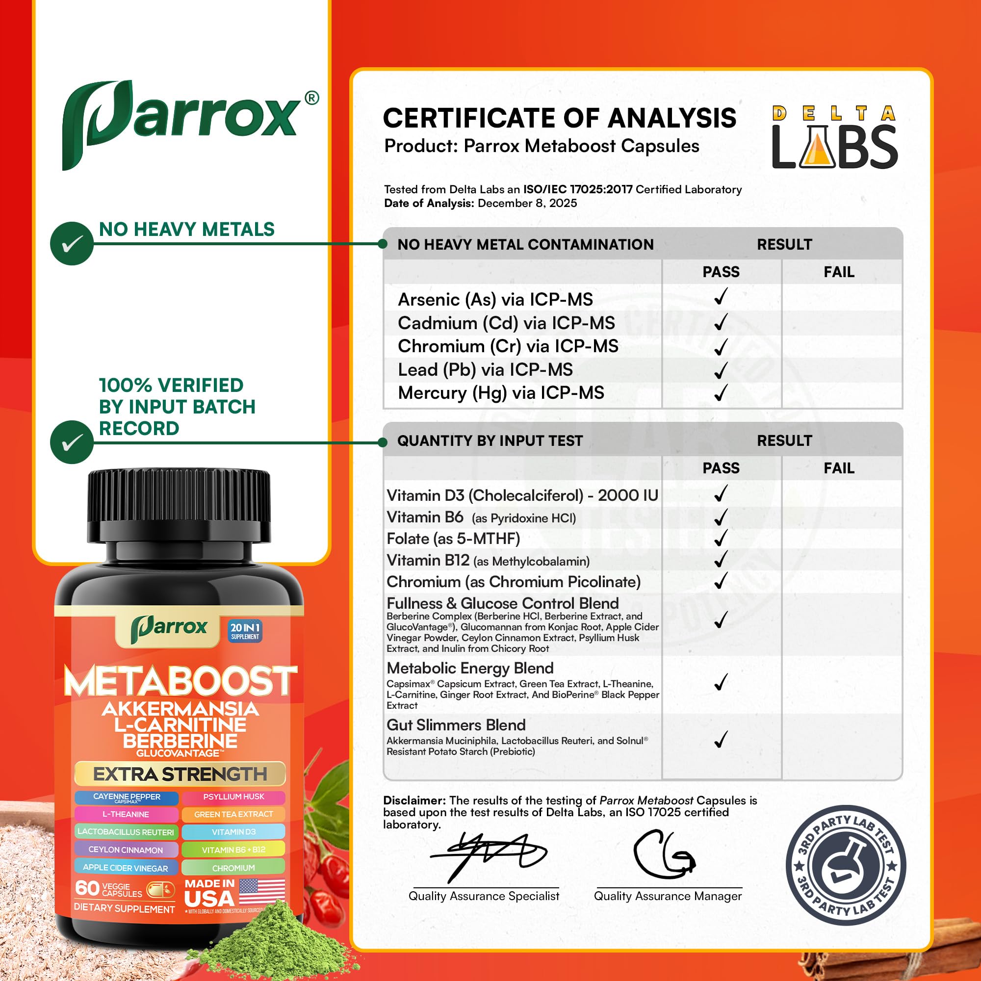 GLP-1 Booster Supplement, Akkermansia, L-Carnitine, Berberine (GlucoVantage), Methylfolate, Methylated B12, Chromium, Capsimax, Psyllium Husk, Probiotics Vitamins D3, B6, 20-in-1 Plant-Based (60 Caps) Parrox Au supplements