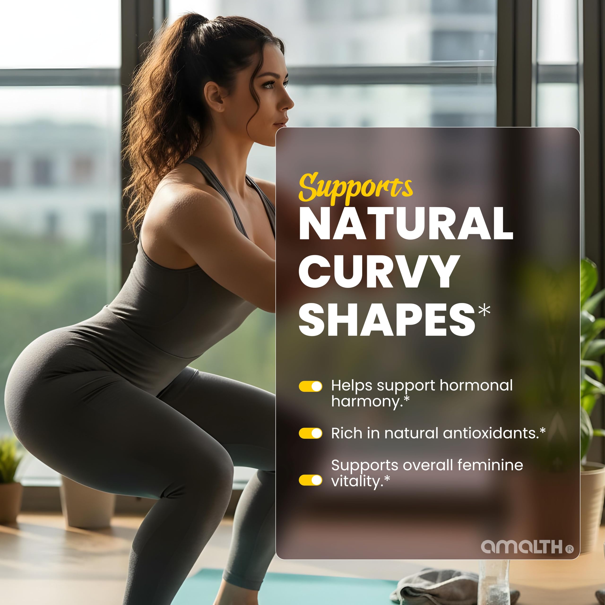 Amalth Aguaje Curves Capsule for Women 1000 mg- Extra Strength from Peru Natural Supplements- 120 Capsules Non- GMO Premium Quality Pills AMALTH Au supplements