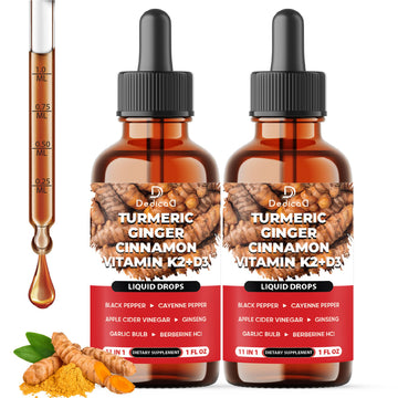 11in1 Turmeric Supplement for Health Heart & Wellness Support – with Ginger, Garlic, Ceylon Cinnamon, Berberine, Ginseng, Apple Cider Vinegar – 30ml Liquid Drops – 60 Servings DEDICAD Au supplements