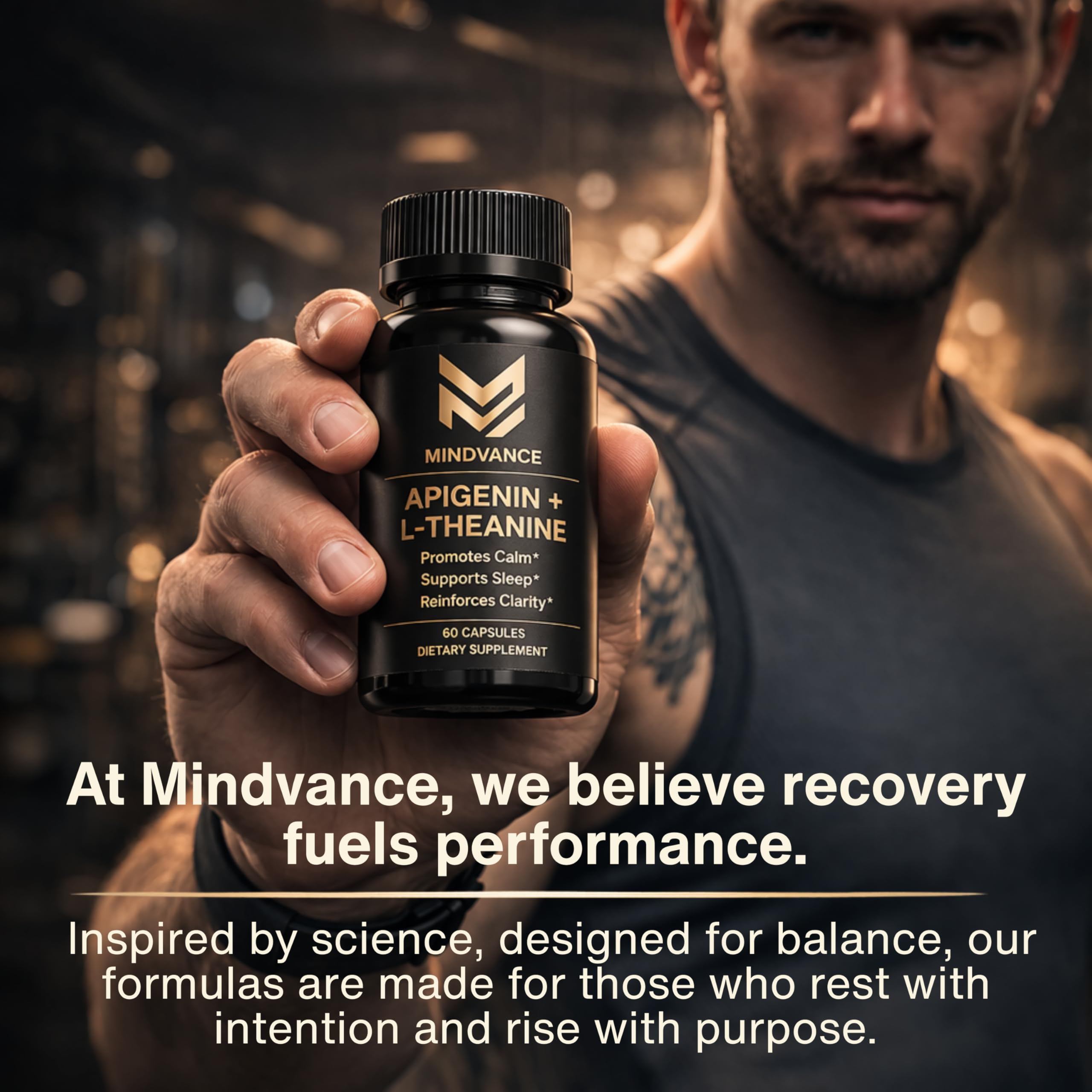 Mindvance Apigenin 100mg with L-Theanine 200mg Supplement Capsules for Sleep Support, Relaxation, Clarity & Calm | Melatonin Free | 60 Vegan Capsules Mindvance Au supplements