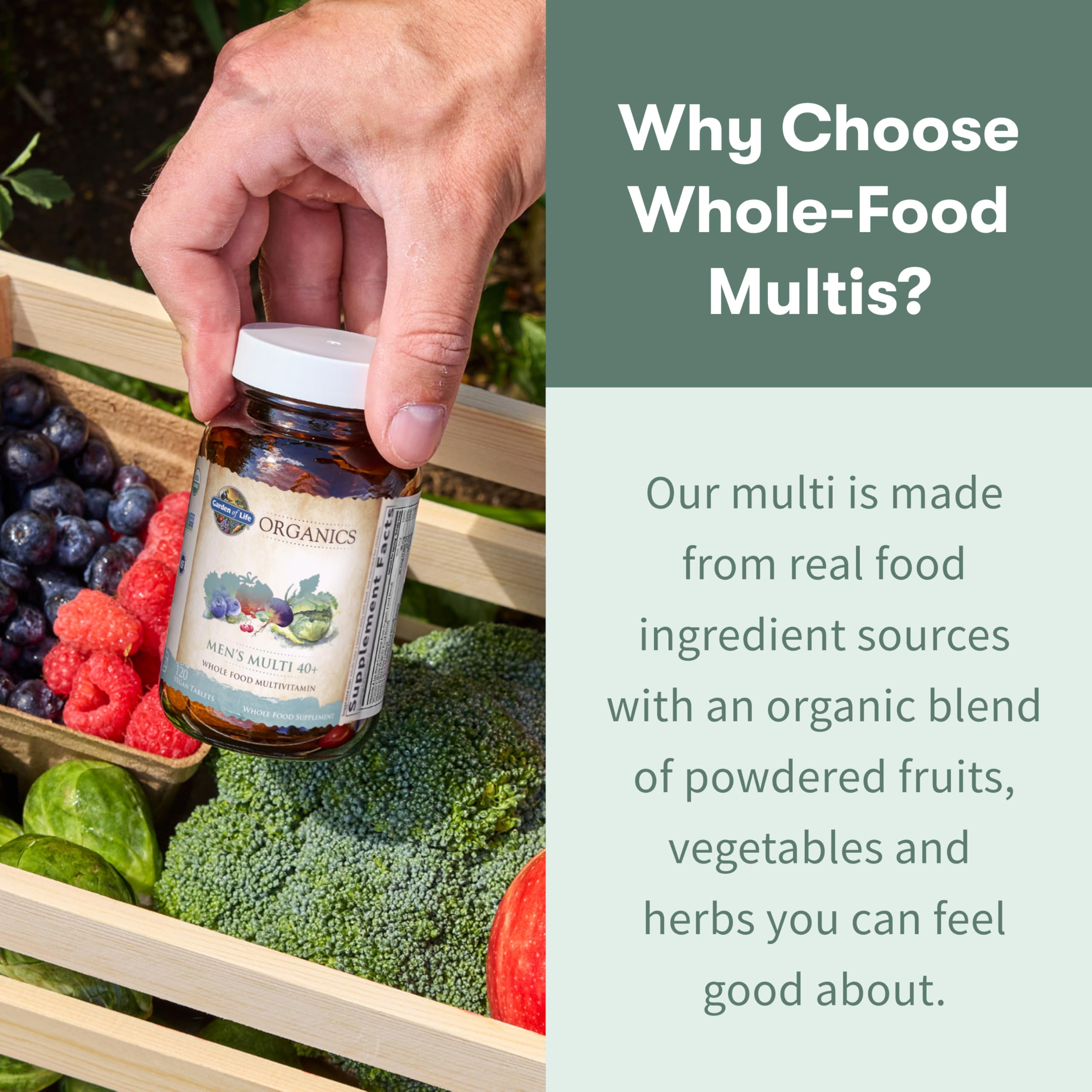 Garden of Life Organics Men's 40+ Multivitamin with Prostate Support, B12 & Vitamins – Vegan Daily Whole Food Multivitamin, Non-GMO, Certified Organic, 120 Tablets Garden of Life Au supplements