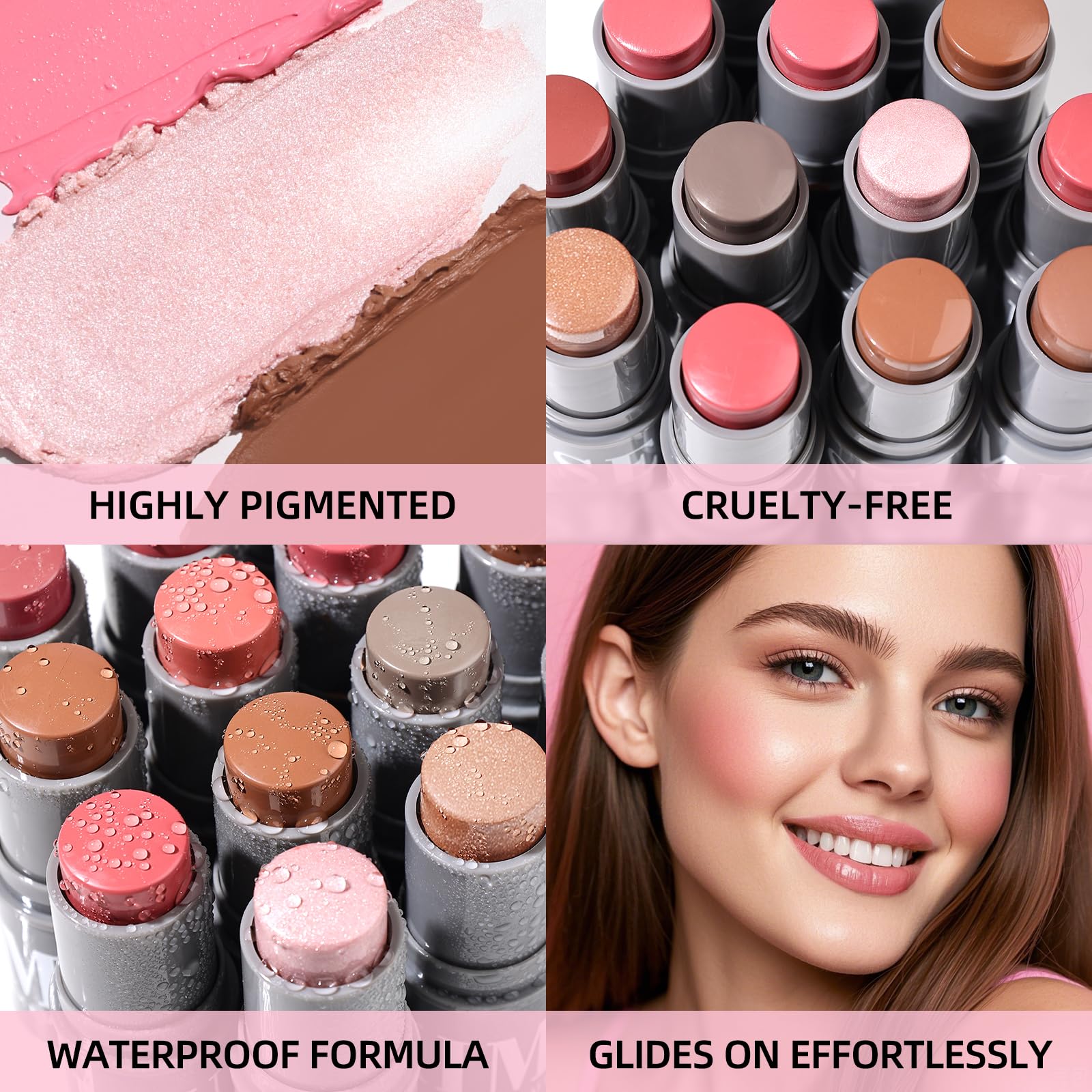 KIMUSE Cream Contour Stick Duo, Cream Blush Stick, Bronzer Shaping Stick, Creamy, Highly Pigmented, Long Lasting, Vegan Face Make Up Sticks KIMUSE Au supplements