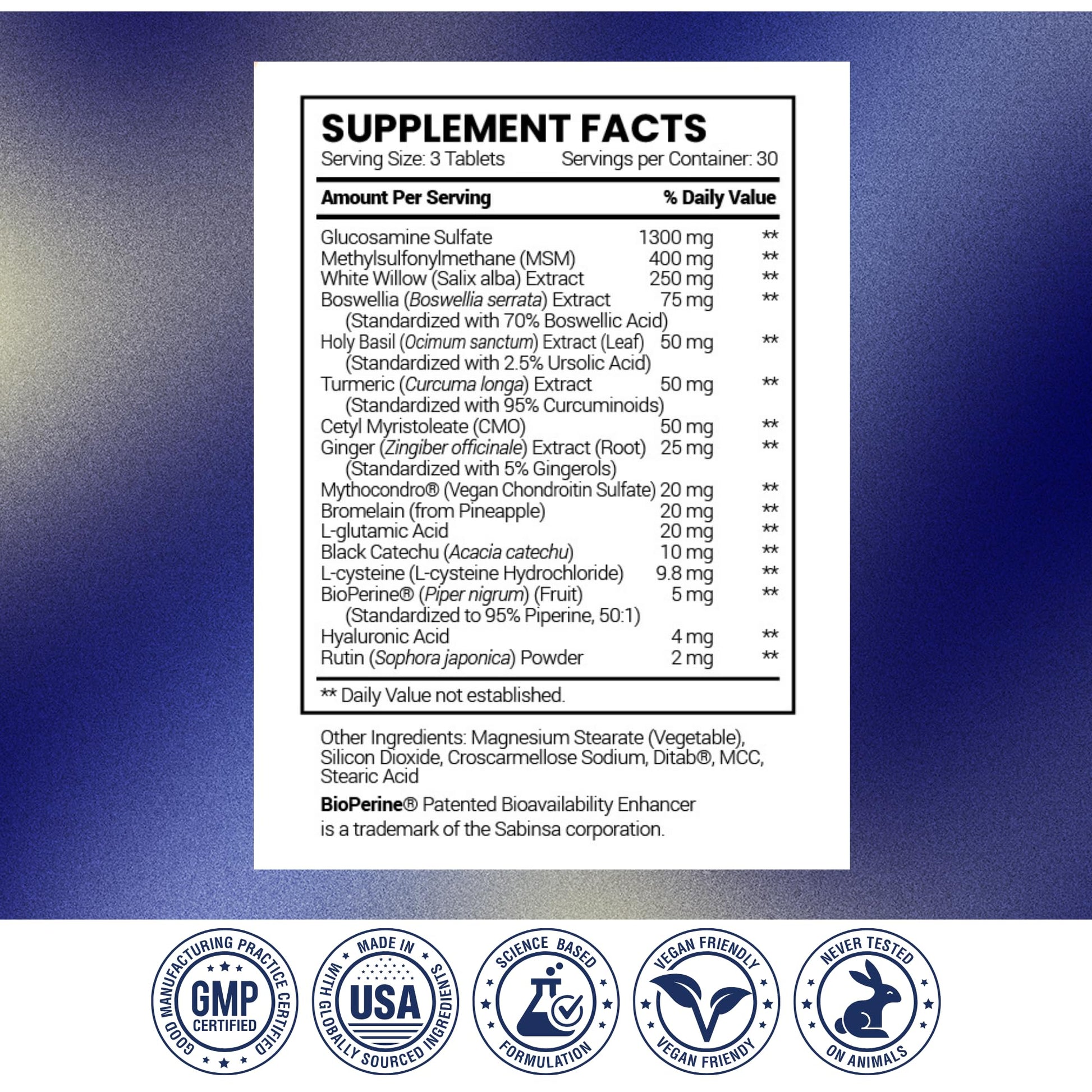 Research Verified Joint Support - Glucosamine, MSM, Turmeric, Boswellia, BioPerine - Vegan - 90 Capsules - 1 Month Supply Research Verified Au supplements