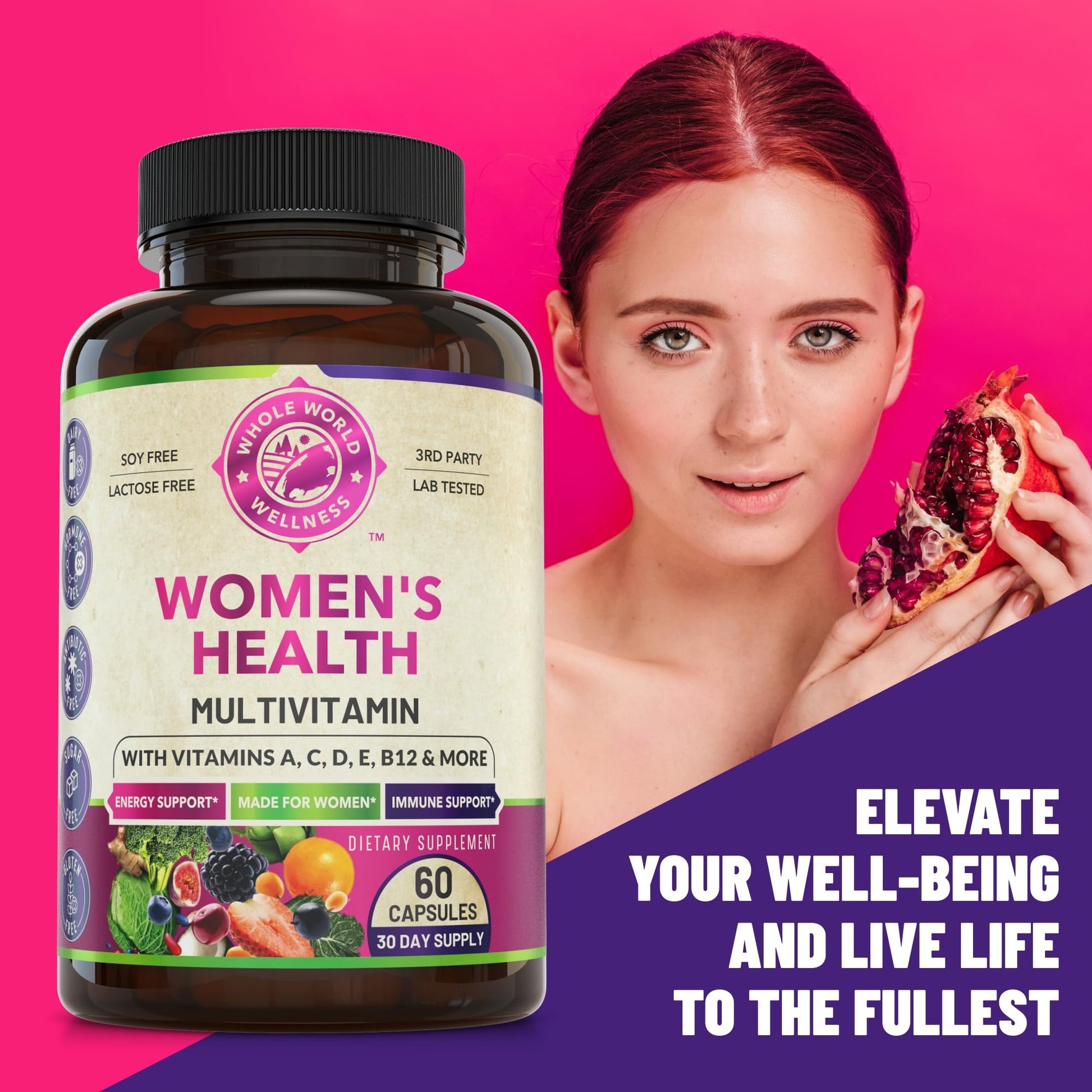 Womens Daily Multivitamins & Mens Daily Multivitamins Bundle (One Bottle Each) - Supports Holistic Wellness, Including Energy & Focus. Multivitamin & Multimineral Blend. Made in The USA. WHOLE WORLD WELLNESS Au supplements