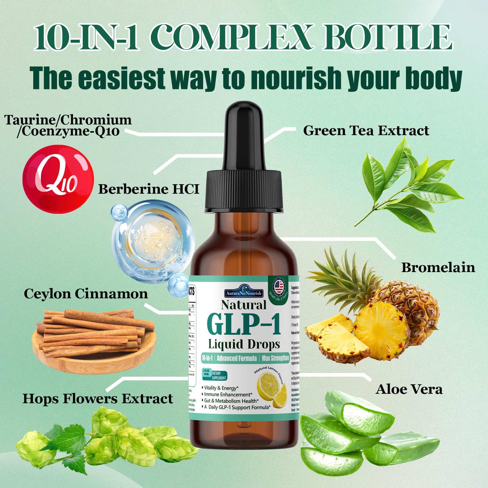 Berberine Supplement for Women and Men, 10-in-1 Formula w. Ceylon Cinnamon, Prebiotic Fiber & Green Tea Extract | Supports Metabolic Wellness, Gut & Digestive Health | Vegan, Gluten-Free AuraraNeNourish Au supplements