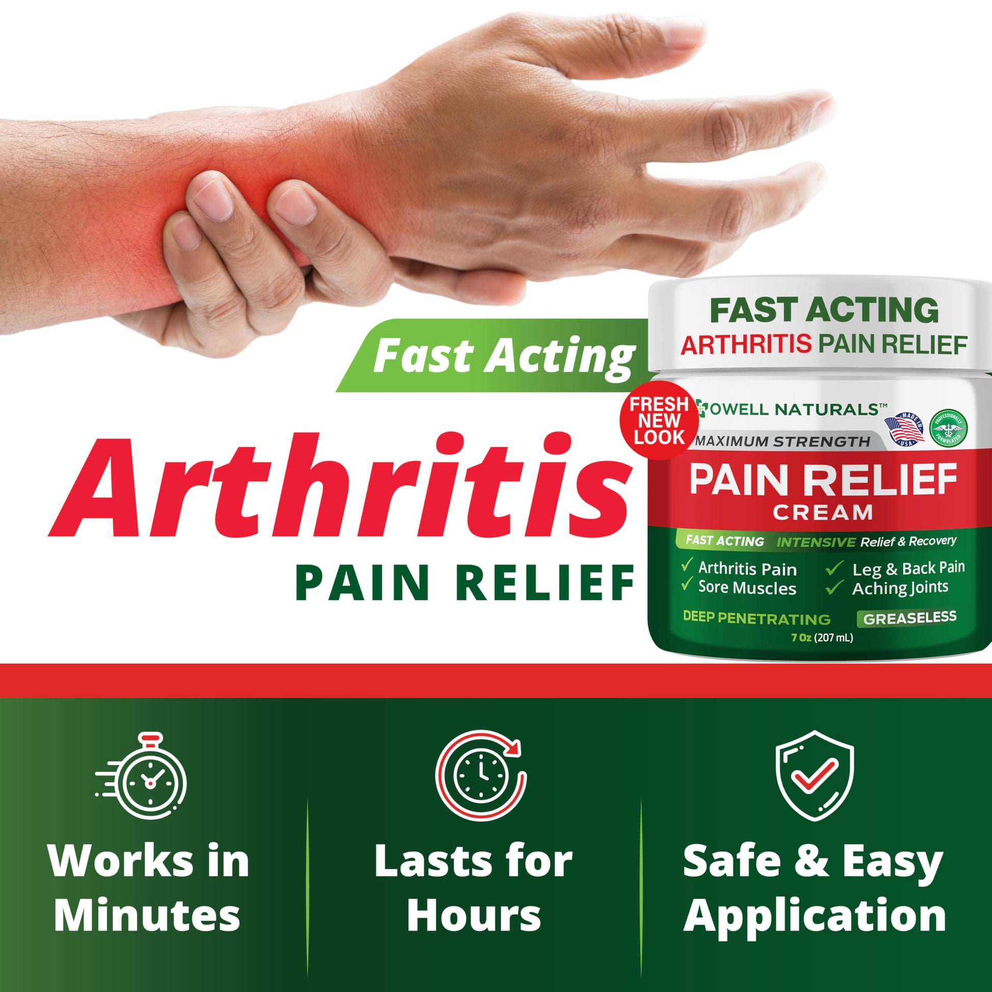 Owell Naturals Deep Penetrating Pain Relief Cream, Maximum Strength Formula for Joints & Muscles, Lower Back, Knees, Hands, Legs, Ankle – Fast Acting Comfort, 7 oz Owell Naturals Au supplements