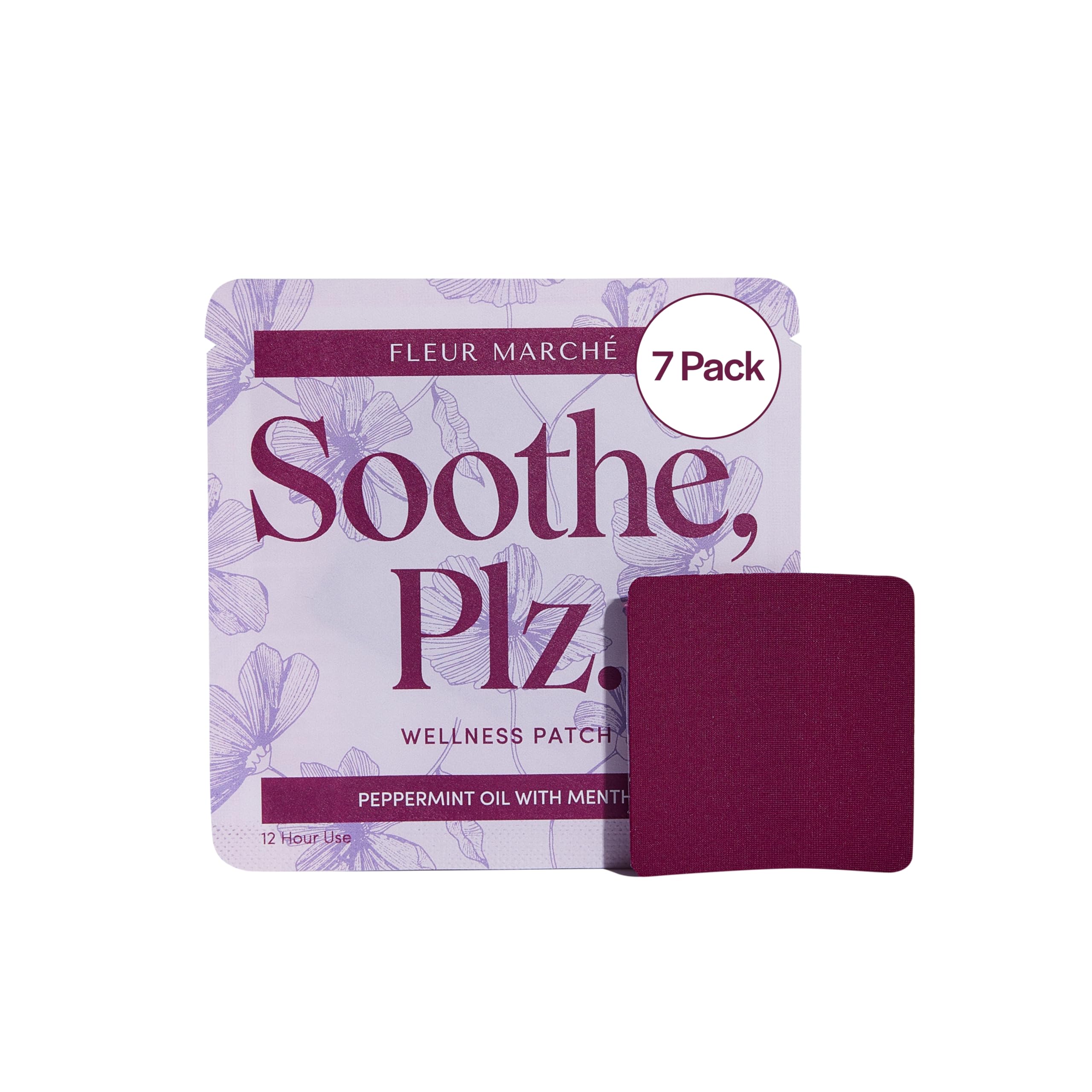 Fleur Marche Soothe, Plz. Botanical Patch - Muscle Recovery Patch with Peppermint Oil & Menthol - Post Night Out, Post Workout, or Daily Relief - Highly Bioavailable - 7 Patches Fleur Marché Au supplements