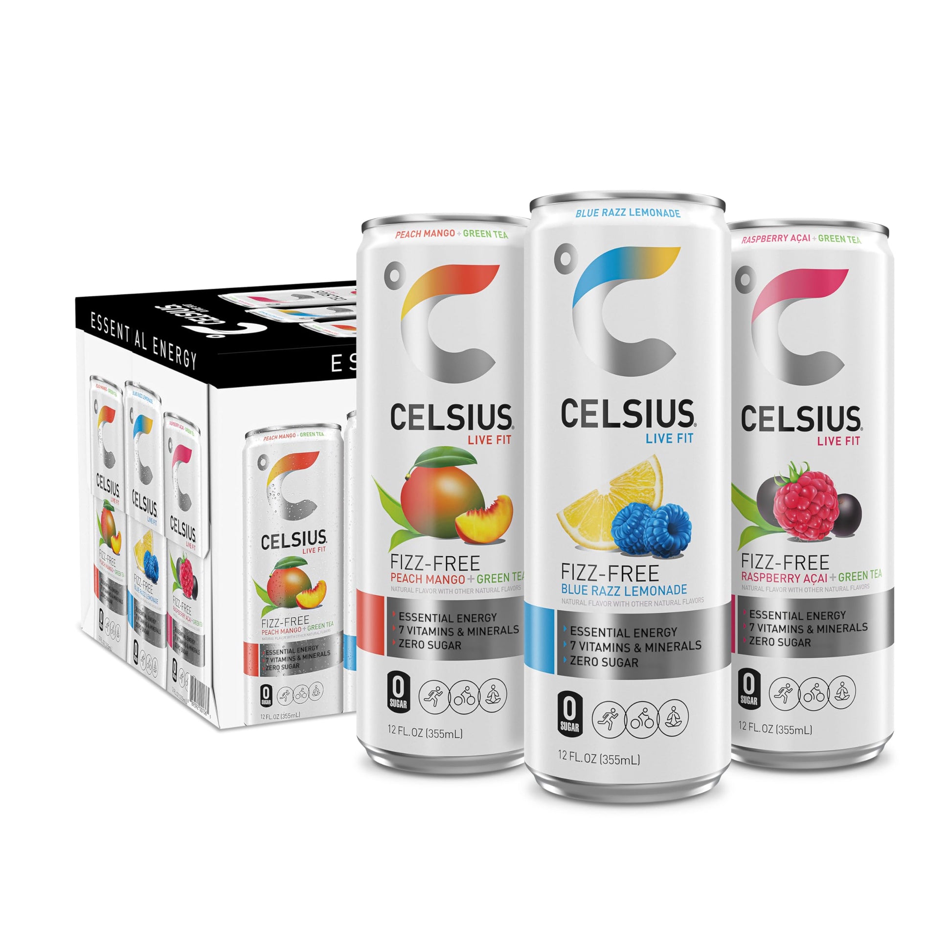 CELSIUS Fizz Free Variety Pack, Functional Essential Energy Drink 12 Fl Oz (Pack of 12) CELSIUS Au supplements