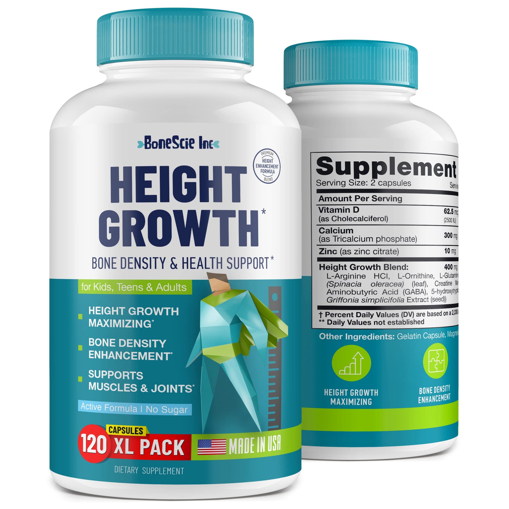 Height Growth Maximizer - Made in USA - Natural Height Increase Booster & Bone Growth Pills - Grow Taller Supplement for Adults, Teens & Kids - Vitamins for Boys & Girls to Get Taller - 120 capsules BONESCIE INC Au supplements