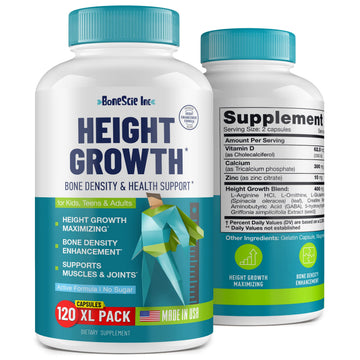 Height Growth Maximizer - Made in USA - Natural Height Increase Booster & Bone Growth Pills - Grow Taller Supplement for Adults, Teens & Kids - Vitamins for Boys & Girls to Get Taller - 120 capsules BONESCIE INC Au supplements