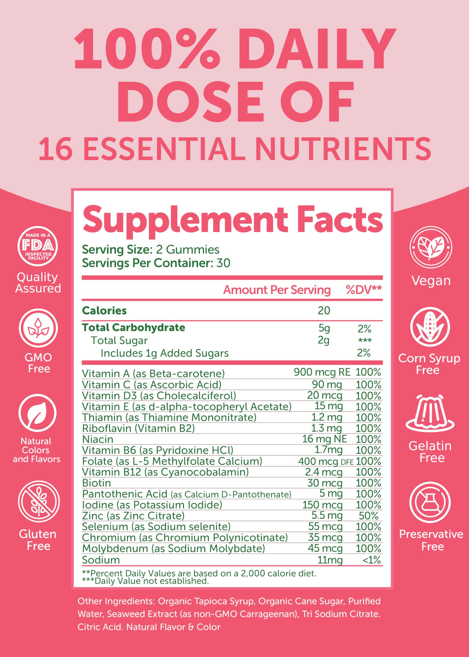 Lunakai USA Made Womens Multivitamin Gummies – Delicious Daily 16 Multi Vitamins for Women – Wellness, Energy & Essential Health Support, 60ct Lunakai Au supplements